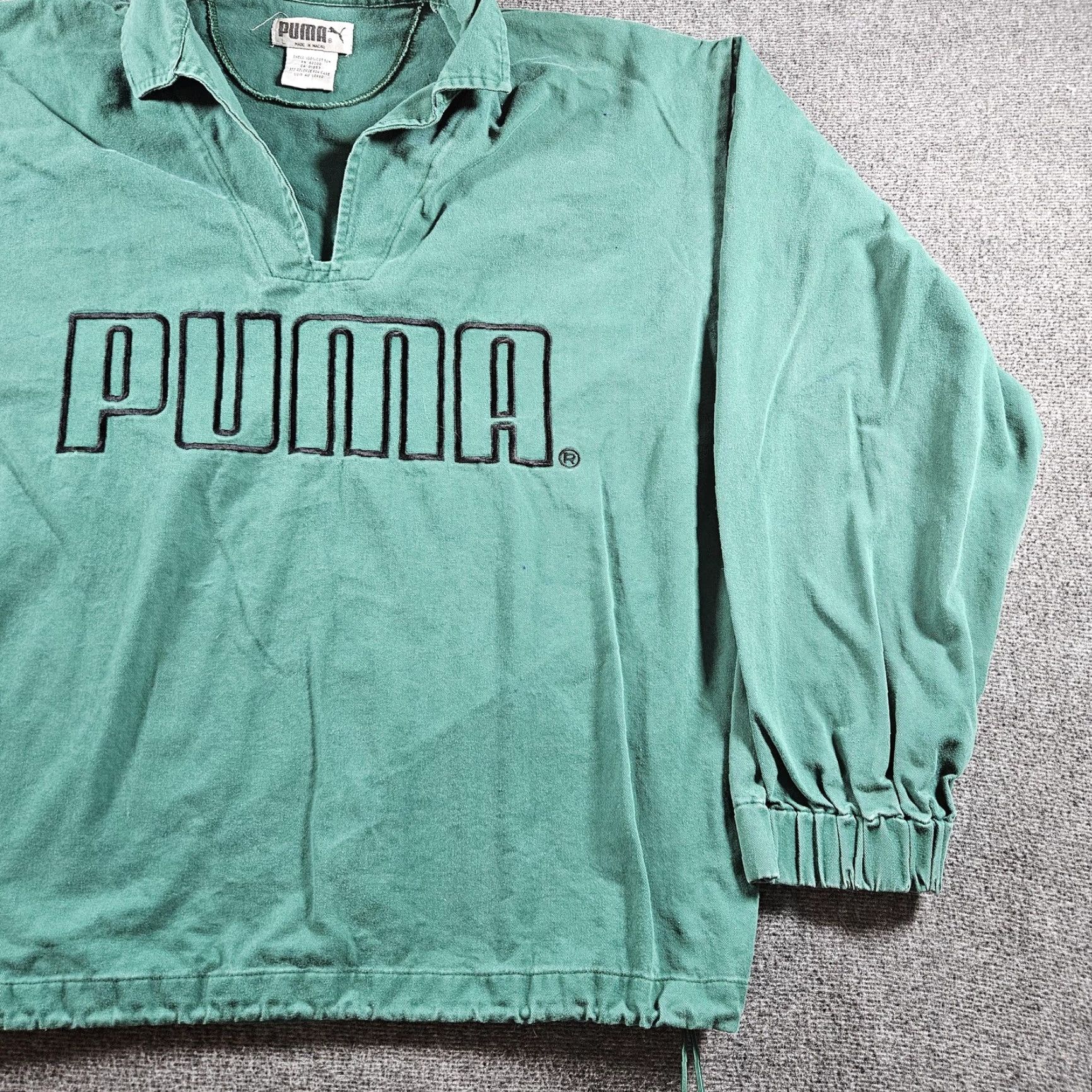 Puma VINTAGE Puma Sweatshirt Mens Large Green Collared Pullover Drawstring Logo 90s Size US L / EU 52-54 / 3 - 2 Thumbnail