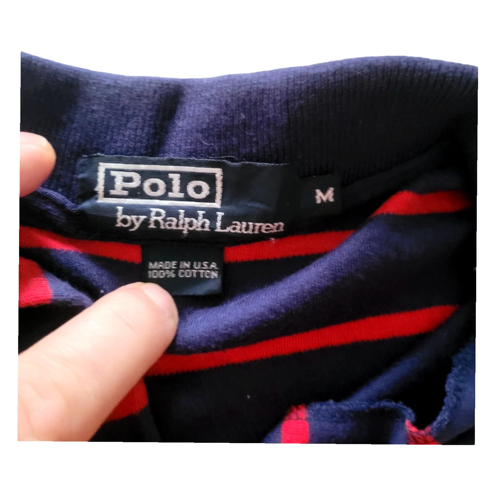 Ralph Lauren Polo by Ralph Lauren M Navy Red Striped Polo Shirt, 100% Cotton, Made in USA Size US M / EU 48-50 / 2 - 4 Thumbnail