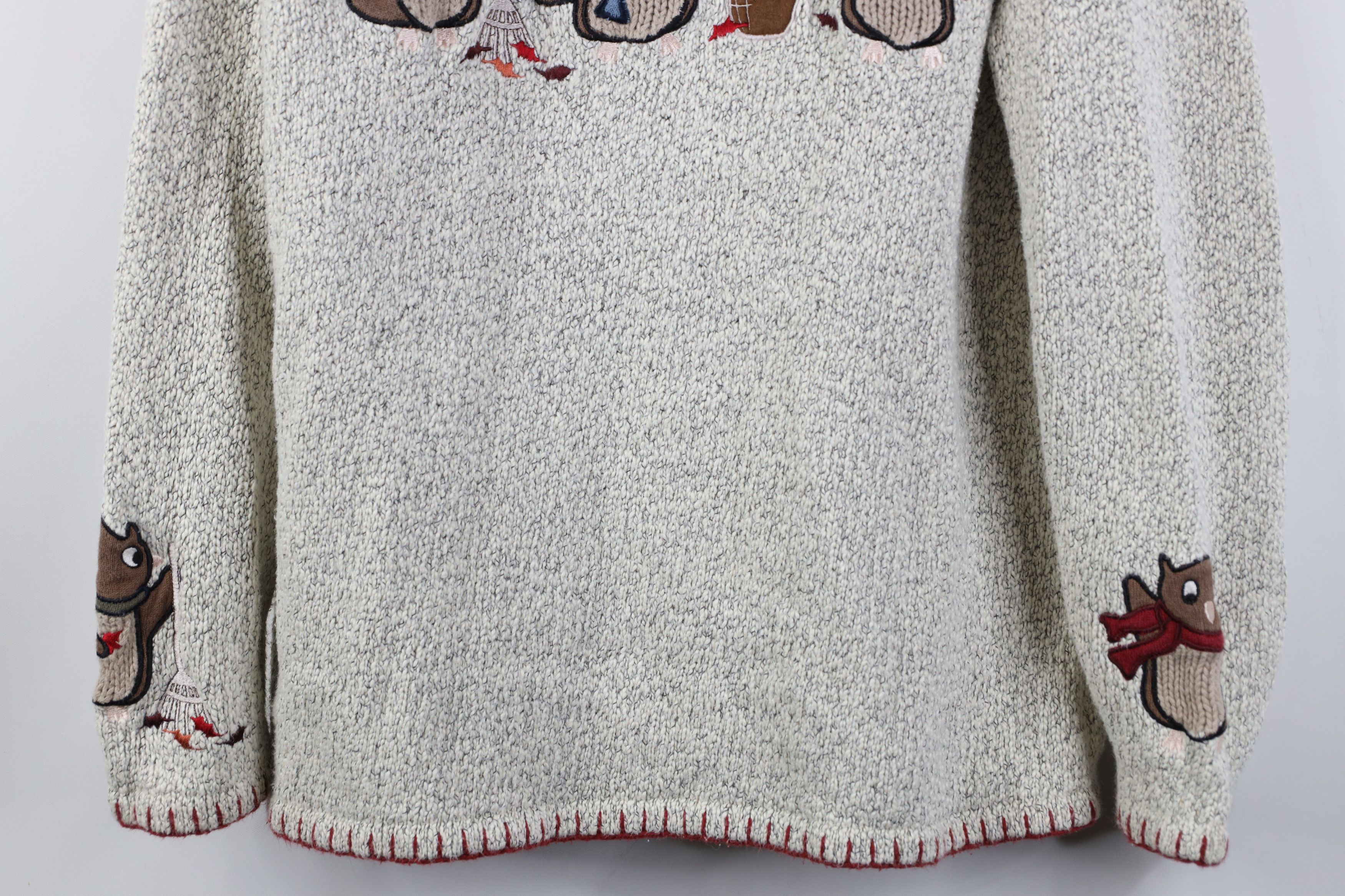 Vintage Vintage 90s Streetwear Marled Hand Embroidered Owl Sweater Size XXL / US 16-18 / IT 52-54 - 3 Thumbnail