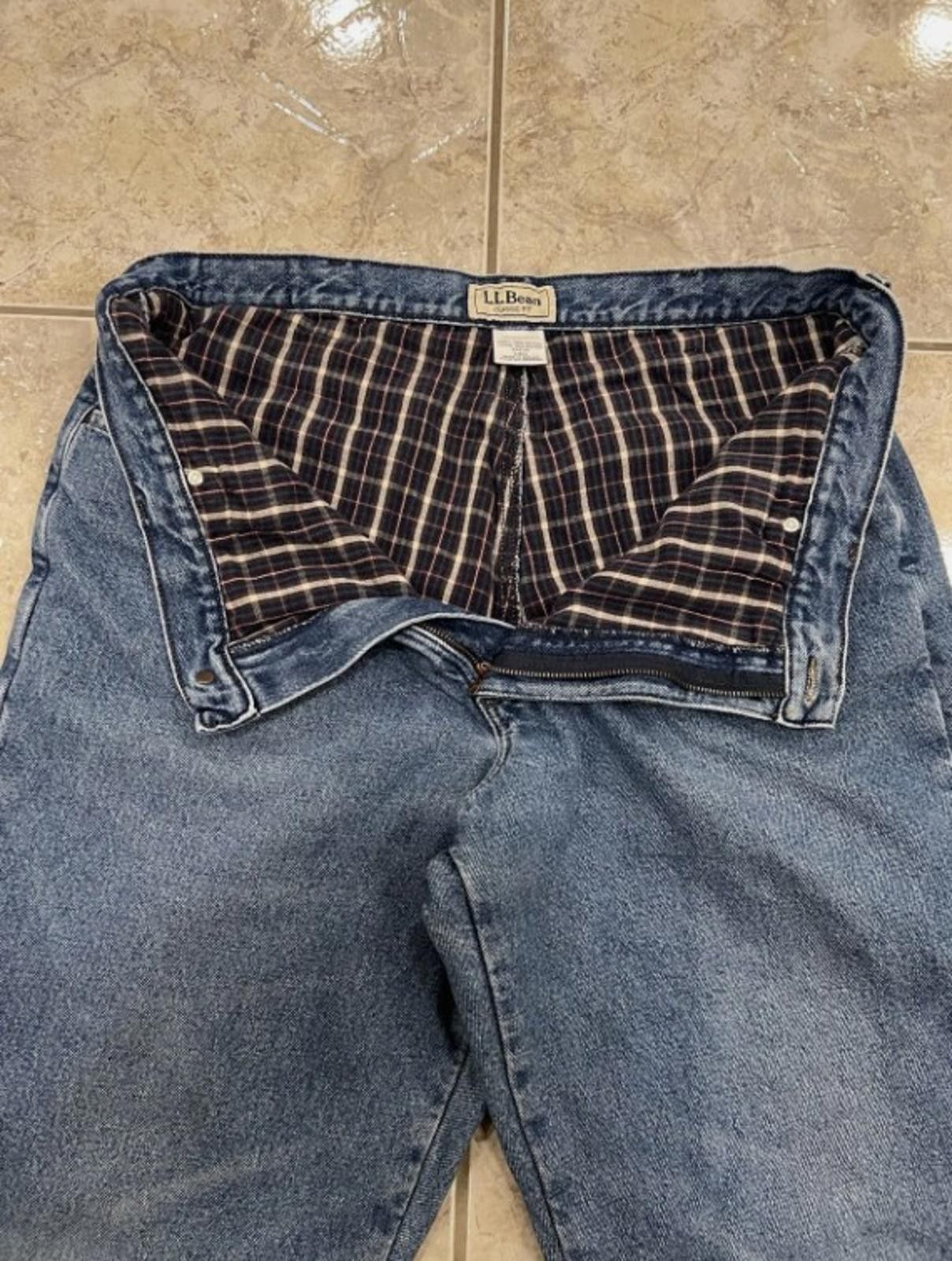 L.L. Bean L.L Bean Men's 40 X 32 in. Lined Flannel Jeans Size US 40 / EU 56 - 3 Thumbnail