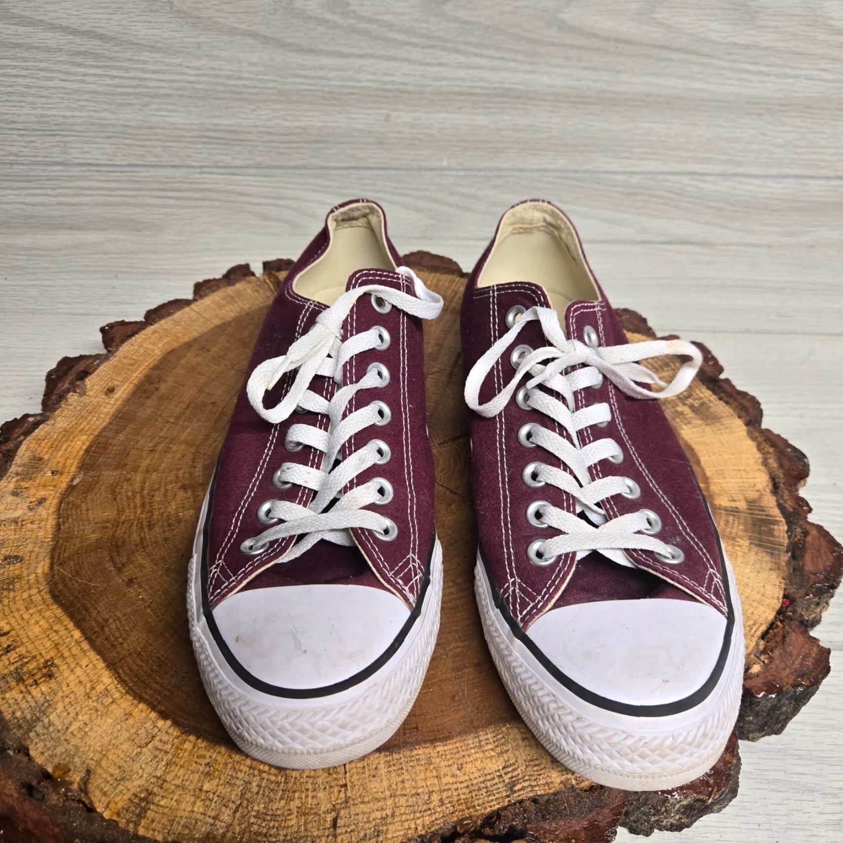 Converse Converse CTAS Low Top Shoes Women's 10.5 Canvas Lace Up Sneakers Maroon White Casual Vintage No Red Size L / US 10 / IT 46 - 3 Thumbnail