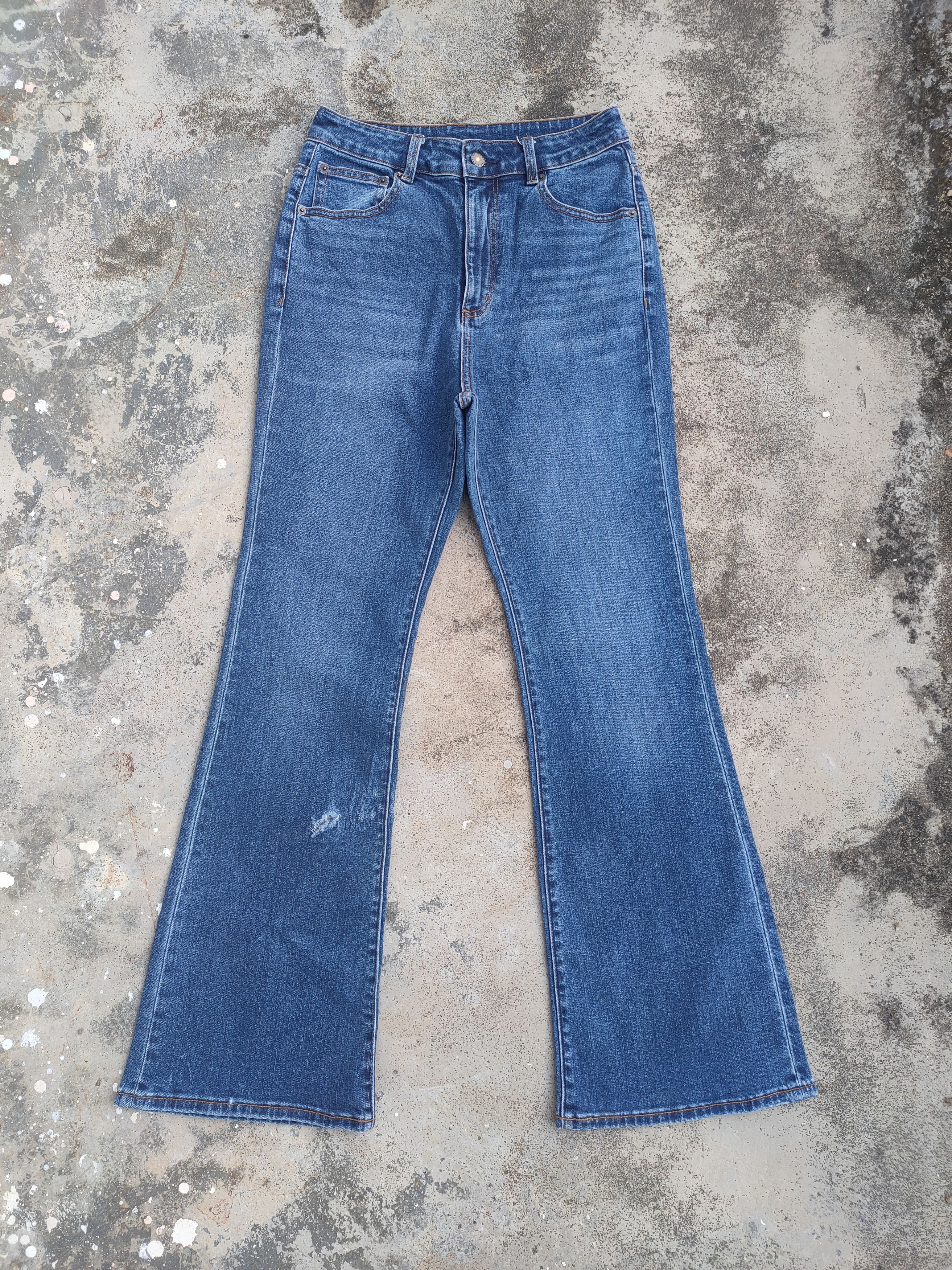 FLARE VINTAGE GU BOOTCUT JEANS FADED DENIM PANTS