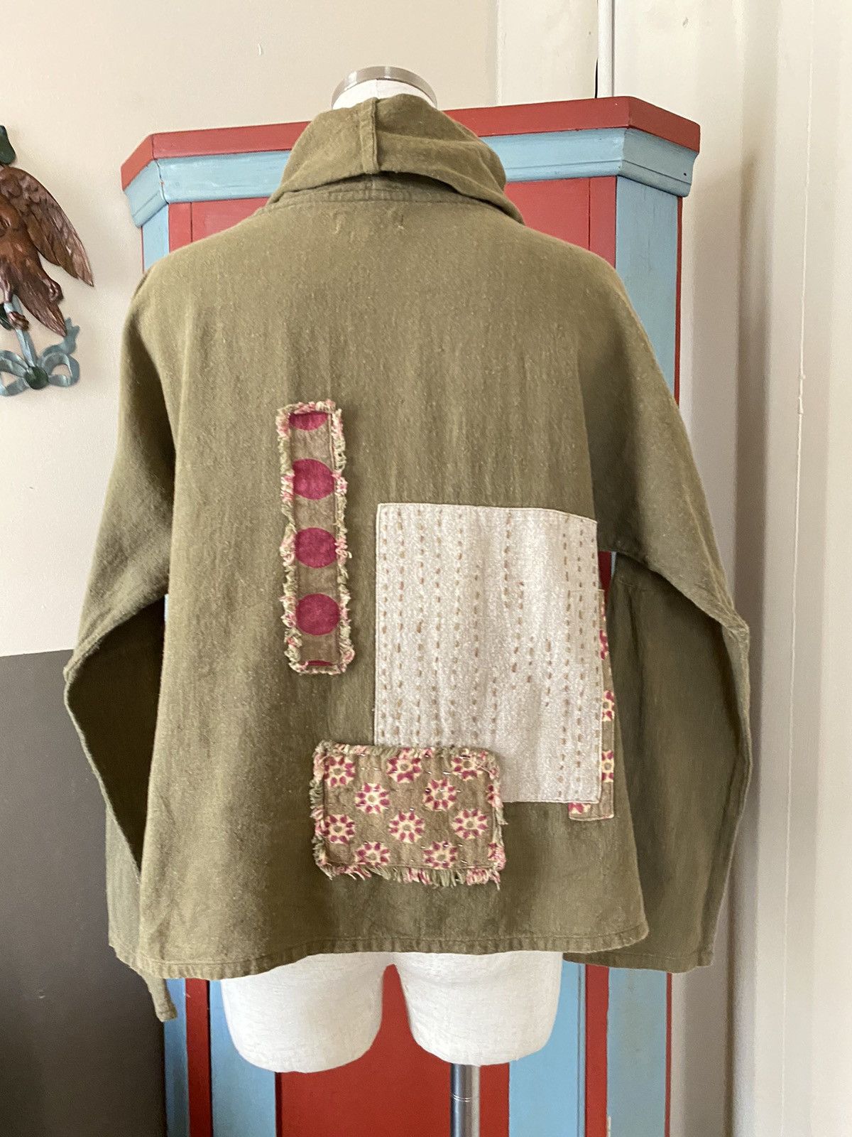 Japanese Brand OIL TYCOON Floral Olive Cotton Shirt with Patchwork Size M / US 6-8 / IT 42-44 - 8 Thumbnail