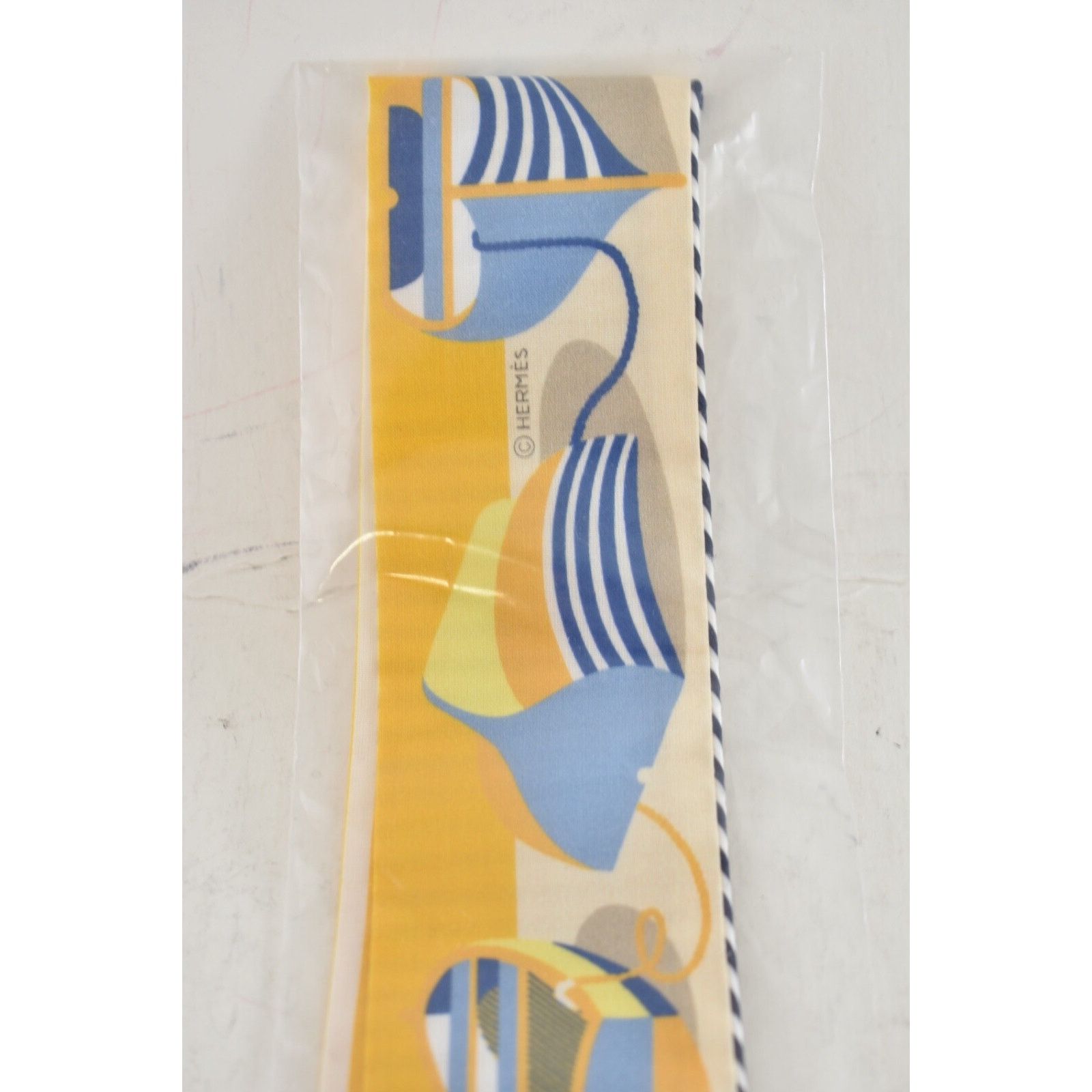 Hermes Hermes Scarf Twilly Thalassa 100% Cotton Bouton D'or Bag Tie Size ONE SIZE - 10 Thumbnail