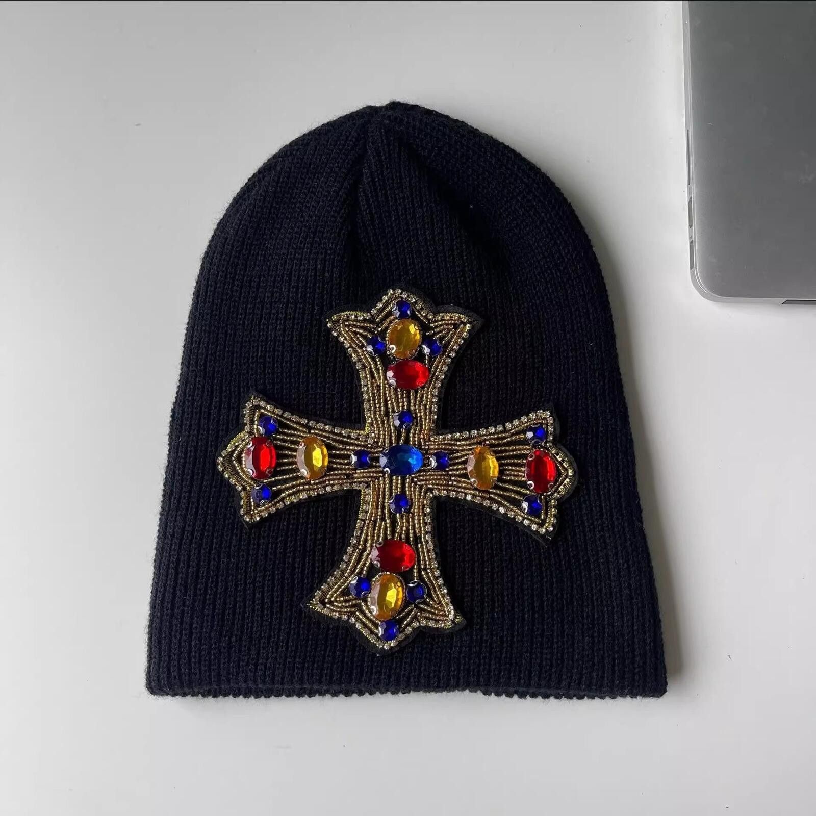 Other Cross Embellished Knit Beanie Size ONE SIZE - 1 Thumbnail