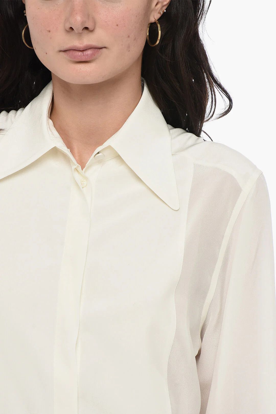 Dolce & Gabbana og1mm0426 Spread Collar Silk Shirt in White Size M / US 6-8 / IT 42-44 - 3 Thumbnail