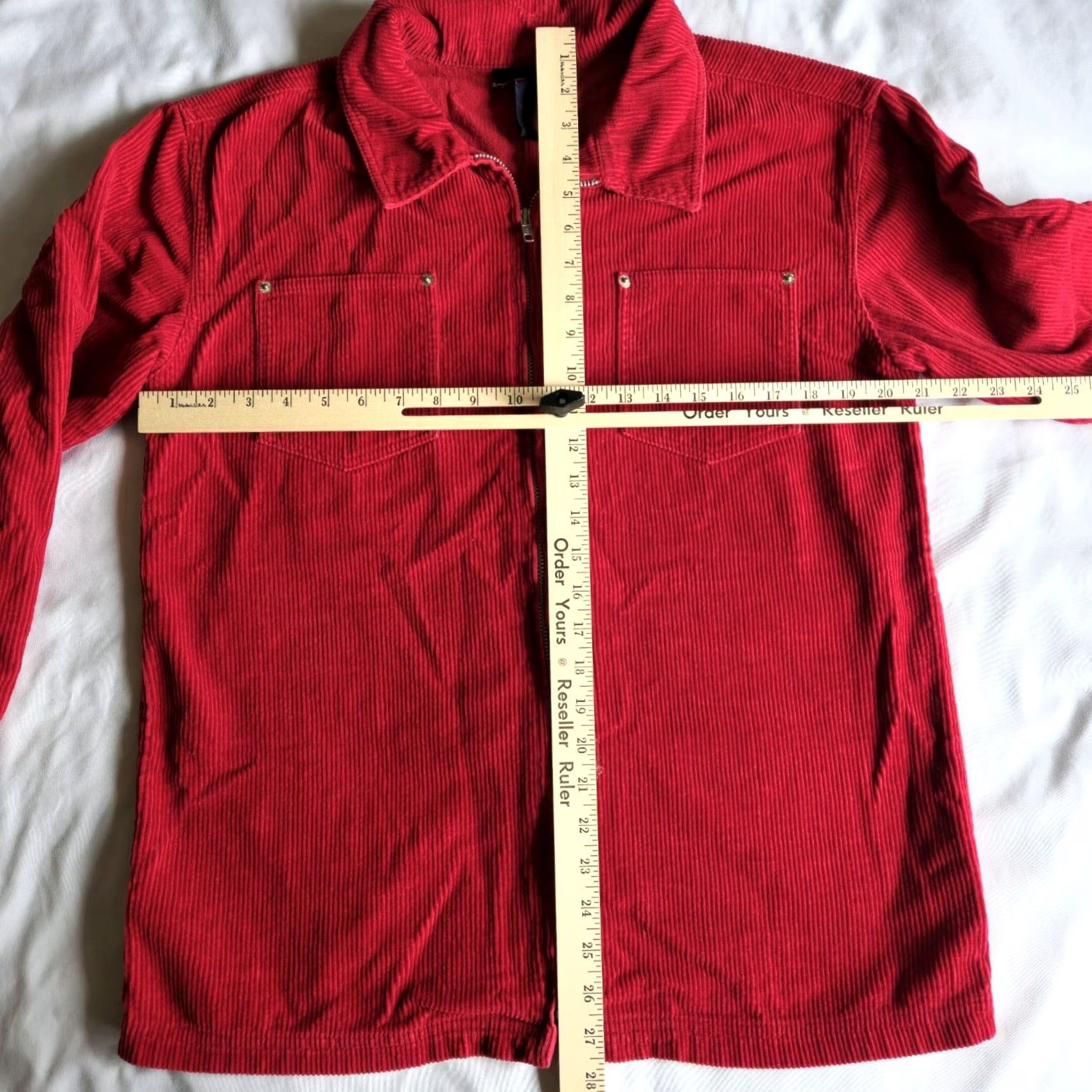 Denim & Co. VINTAGE Denim & Co Jacket Shacket Corduroy Red S Zip Bomber Jacket Shacket Men Reg 90s Classic Outdoor Size US S / EU 44-46 / 1 - 5 Thumbnail