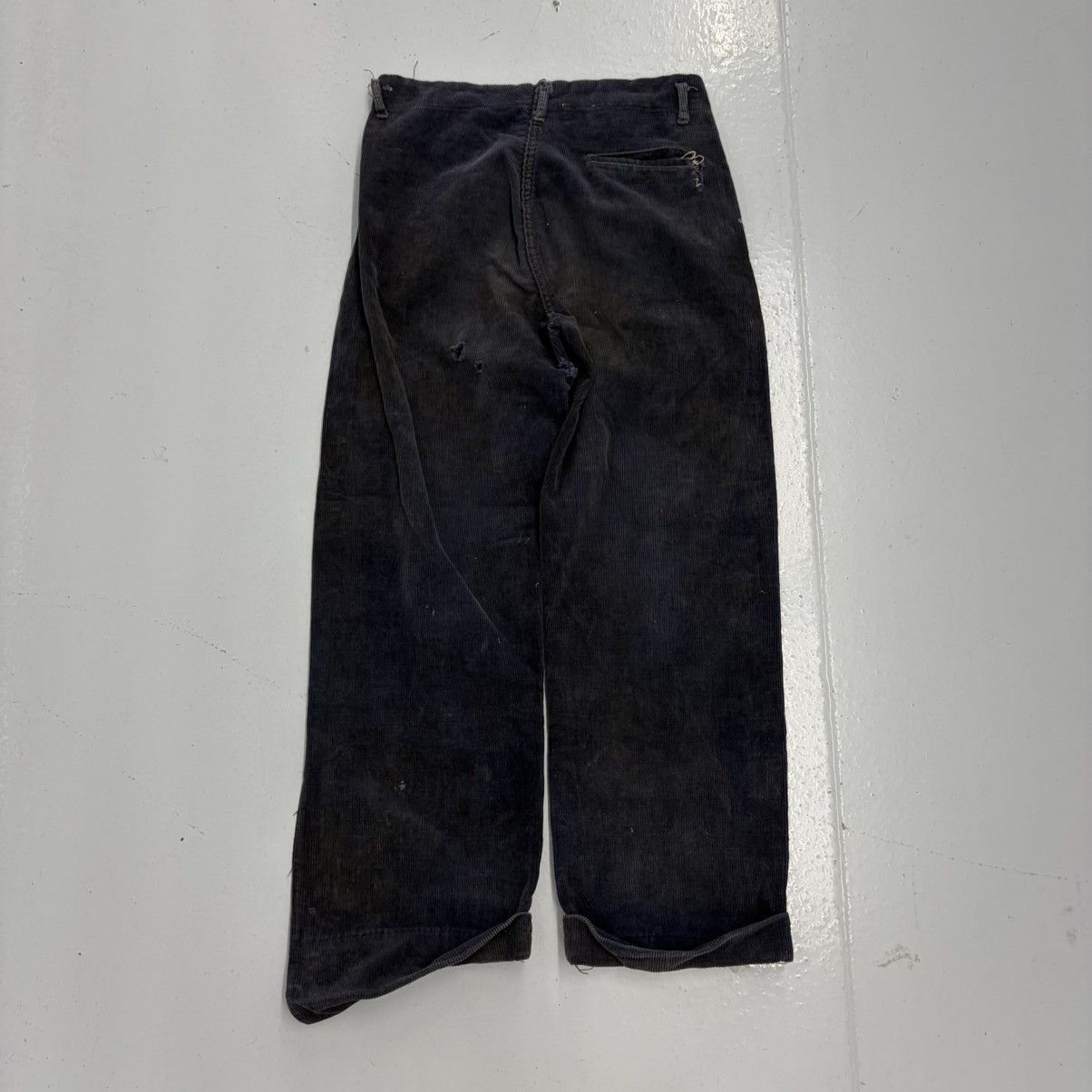 Other Vintage 40s Navy Faded Drop Loop Workwear Corduroys 26x25 Size 26" / US 2 / IT 38 - 3 Thumbnail