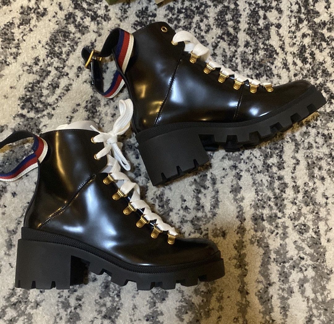 Gucci Leather Ankle Boots with Sylvie Web