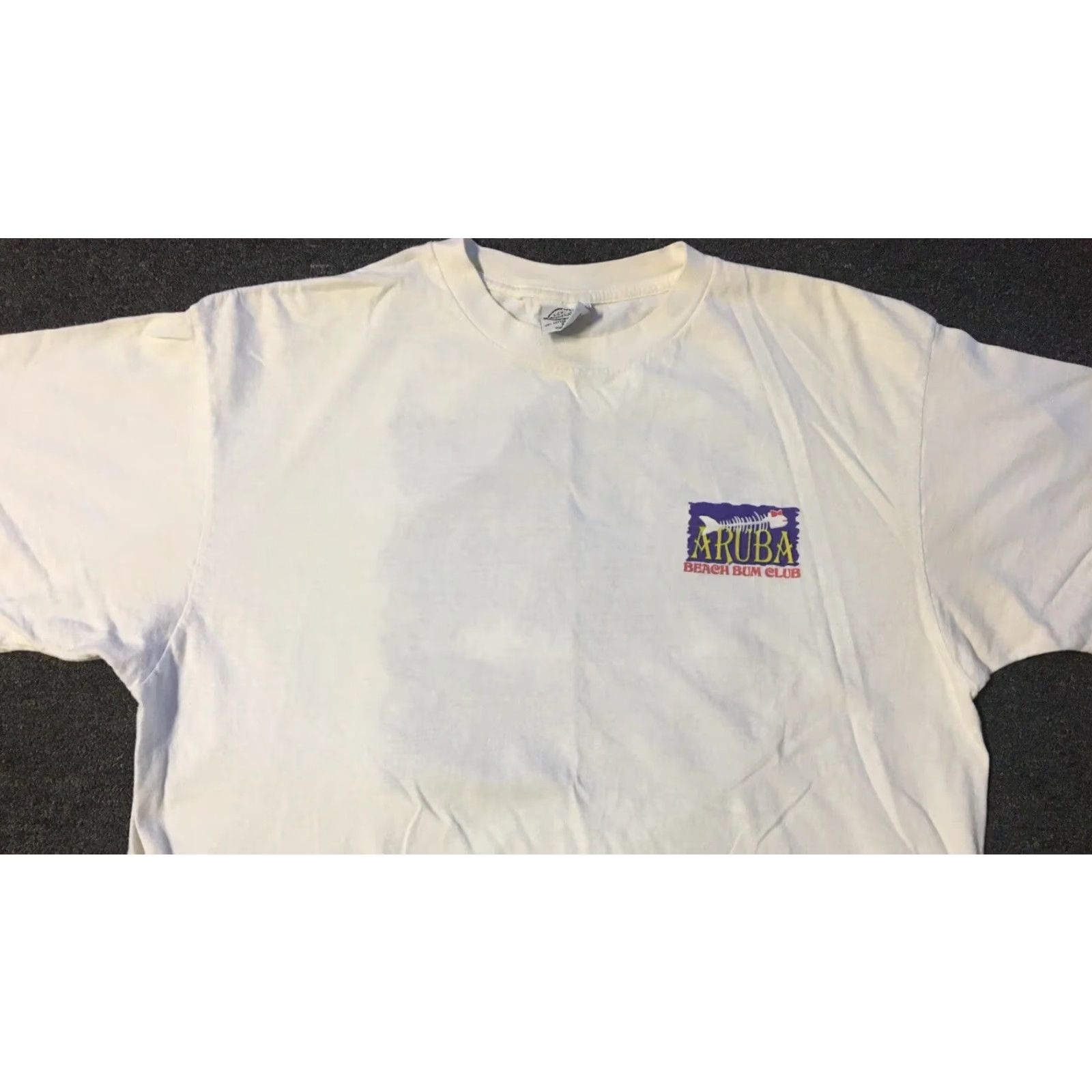 Vintage VINTAGE Aruba Beach Bum Club Faded Shirt 2XL White USA Surf Grunge Vaporwave 80s 90s Ocean Pacific Billabong Sti tch Graphic Tee Men Size US XXL / EU 58 / 5 - 7 Thumbnail