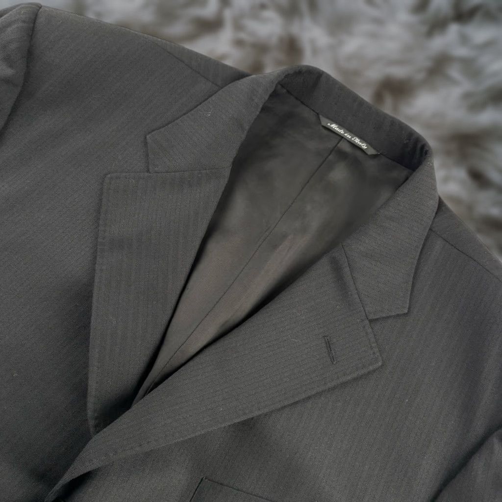 Canali Blazer Jacket Men’s 100% Wool Shadow Stripe Italy 50R Black Blazer 3-Button Double-Vented Casual? Actually business.