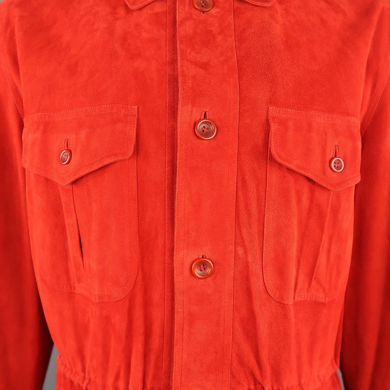 Valstar VALSTAR 42 Red Suede Four Pocket Drawstring Waist Coat Size US L / EU 52-54 / 3 - 3 Thumbnail