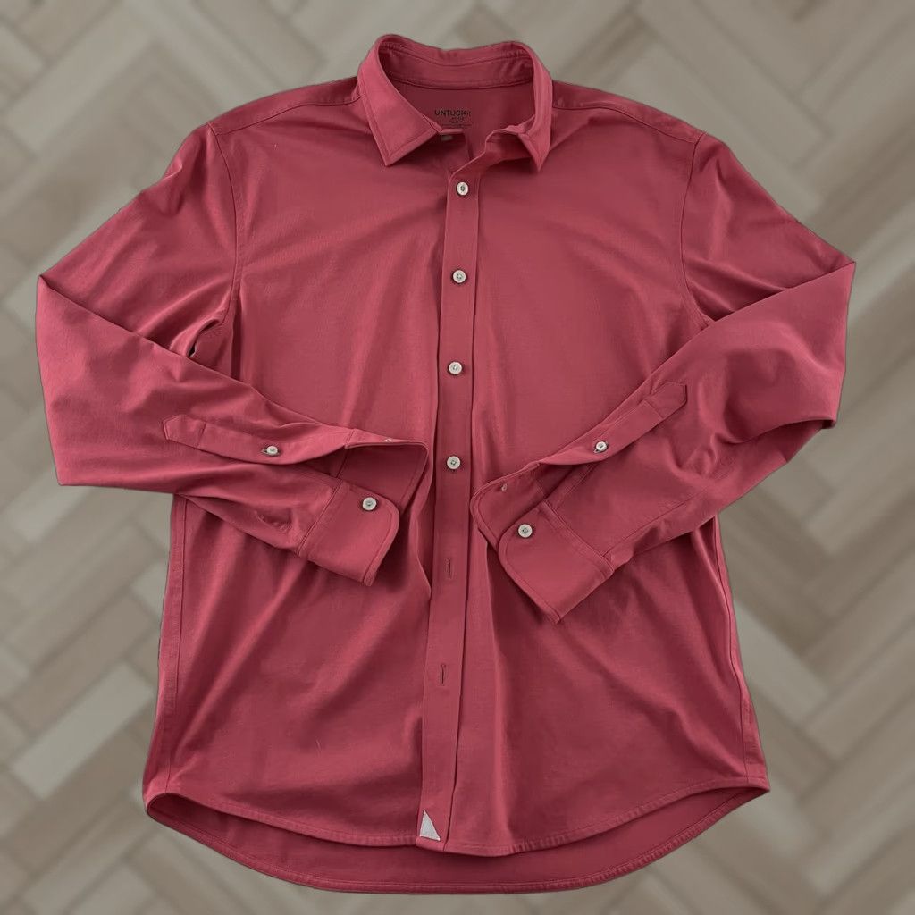 UNTUCKit UNTUCKit Slim Fit Long Sleeve Button Front Shirt Mens Large Pink Size US L / EU 52-54 / 3 - 1 Thumbnail