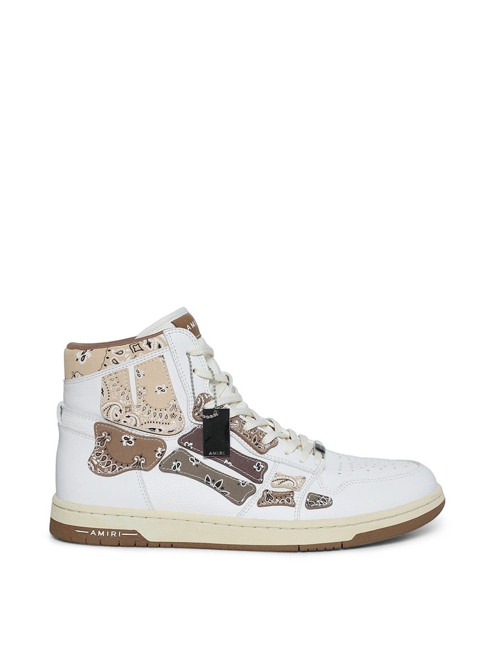 Amiri o1gr1nt1024 Bandana Skel Hi-Top Sneakers in White/Brown Size US 10 / EU 43 - 1 Thumbnail