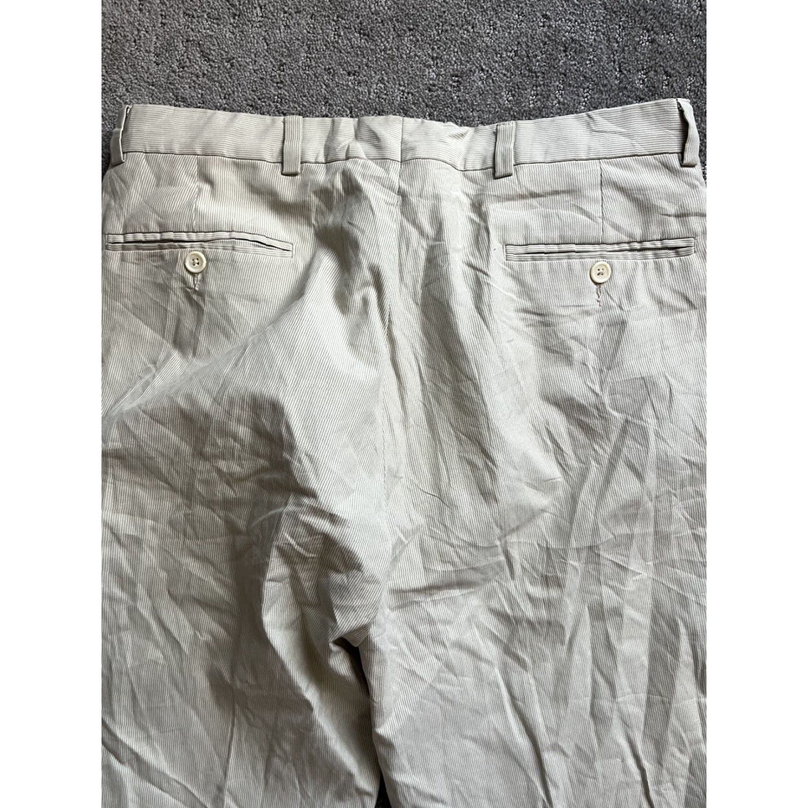 Nautica Nautica Men’s 34x30 Beige Pinstripe Pima Cotton Polyester Pants Slim Dress Pants Straight 30 in Inseam Men Size US 34 / EU 50 - 4 Thumbnail