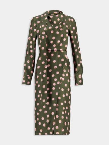 Fendi o1loc1c1225 Printed Silk Dress in Olive Green Size M / US 6-8 / IT 42-44 - 1 Thumbnail