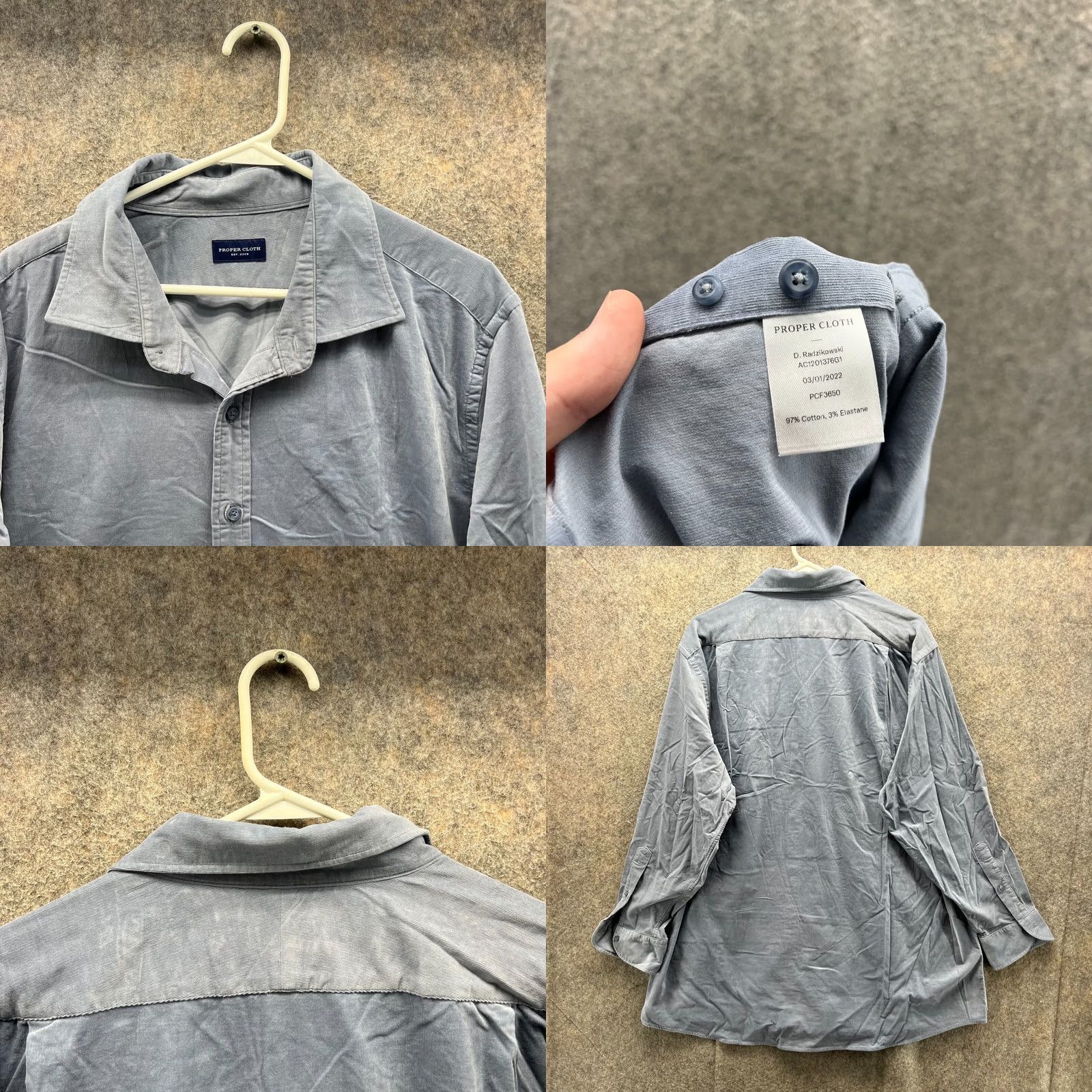 Proper Cloth Proper Cloth Shirt Men 2XL Adult Blue Casual Button-Down Cotton XXL Regular Long Sleeve Size US XXL / EU 58 / 5 - 8 Thumbnail