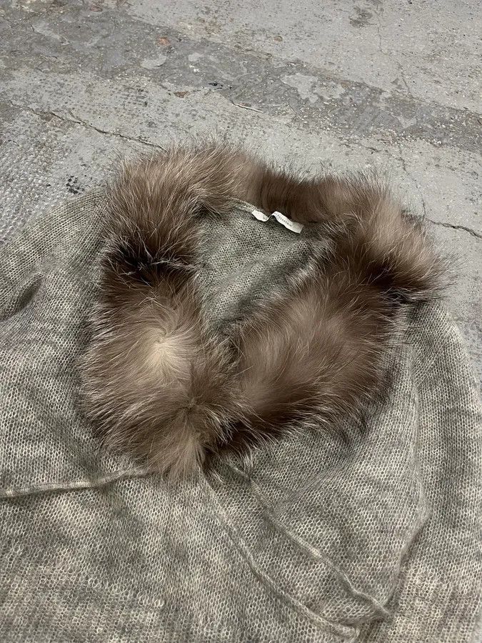 Daniele Alessandrini Daniele Alessandrini Fur Collar Mohair Cardigan Size M / US 6-8 / IT 42-44 - 5 Thumbnail