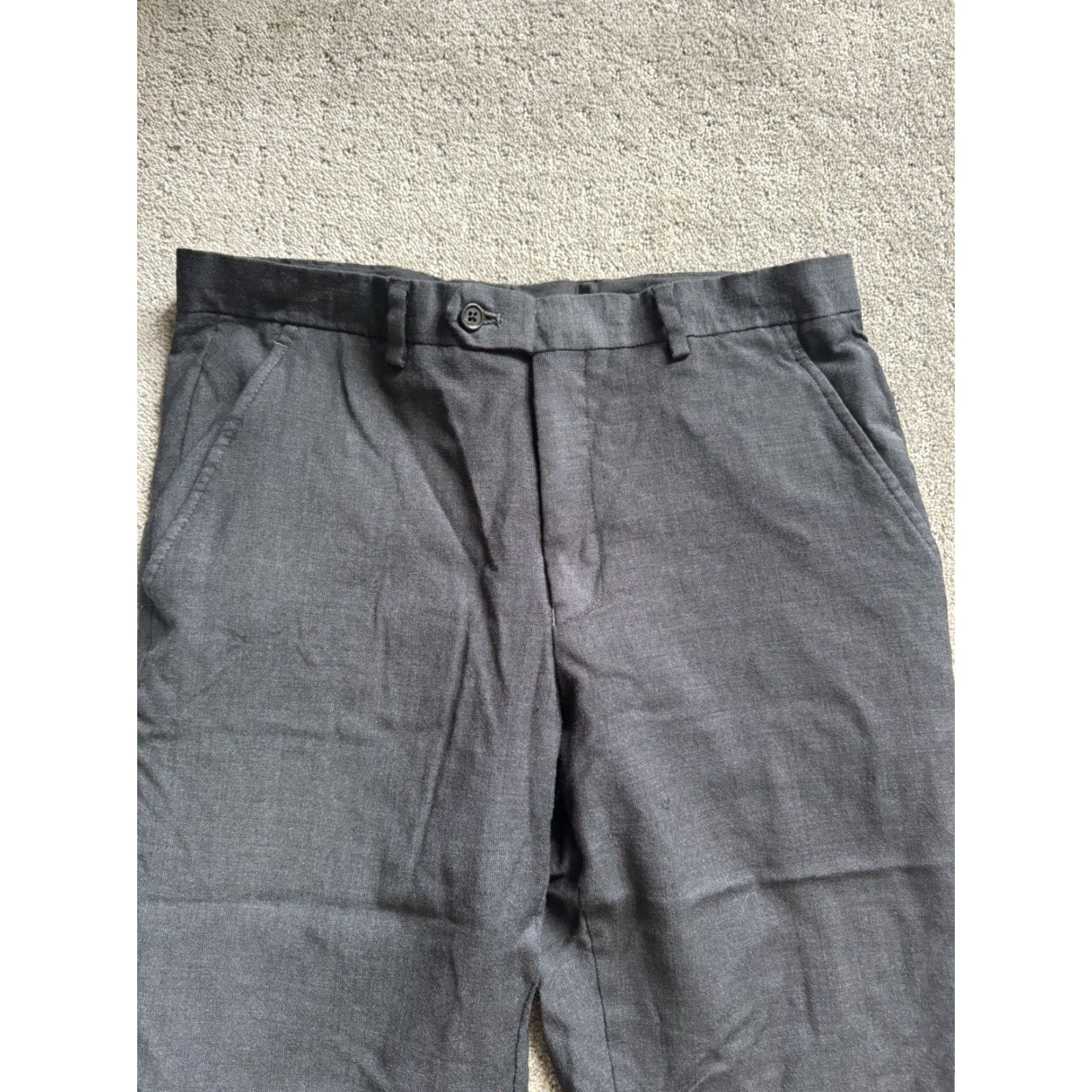 Alfani ALFANI 100% Wool Dress Pants Flat Front 33x30 Gray Formal Mens Size US 33 - 2 Thumbnail