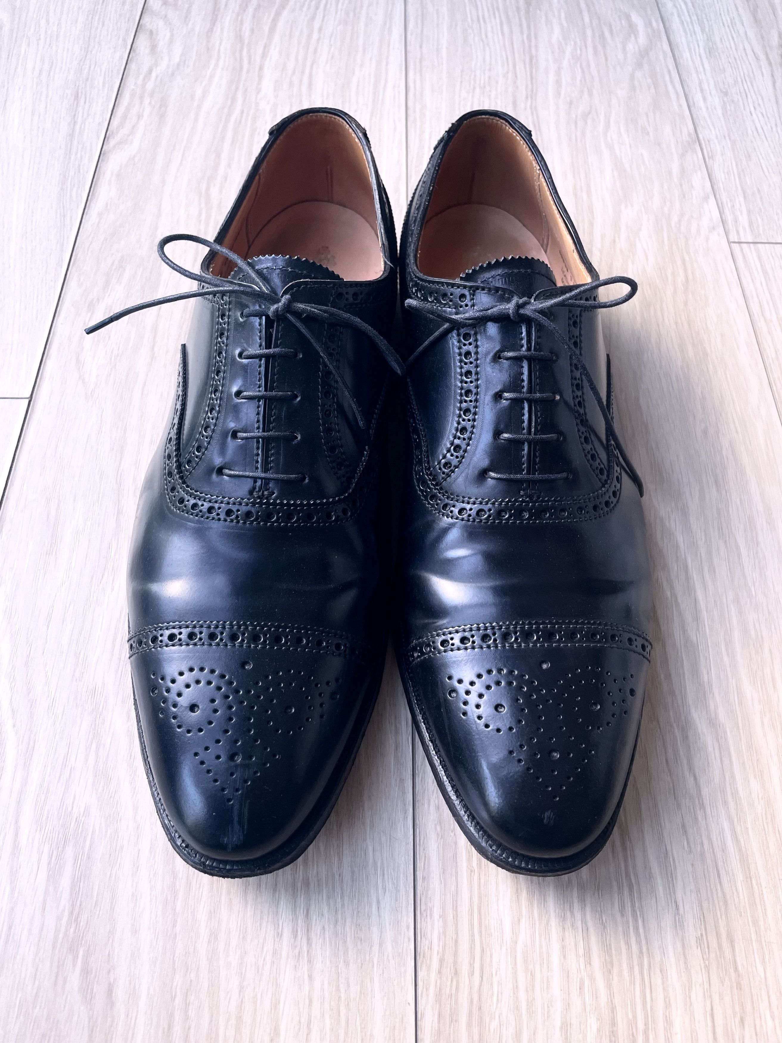 Crockett & Jones CUSTOM ORDER SHELL CORDOVAN CAP TOE OXFORD BROQUES Size US 12.5 / EU 45-46 - 4 Thumbnail