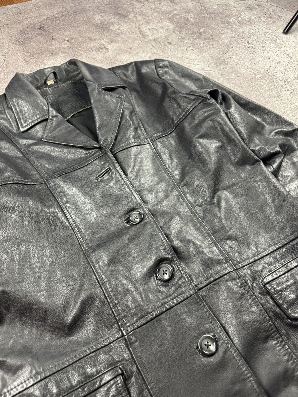 Japanese Brand Rick Owens STYLE Avant Garde Leather Opium Jacket Coat Y2K Size M / US 6-8 / IT 42-44 - 4 Thumbnail