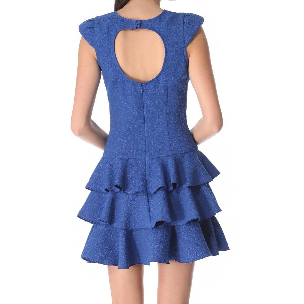 Rachel Zoe Ginta Drop Waist Ruffle Dress in Blue size 6 NWT MSRP $275 Size M / US 6-8 / IT 42-44 - 2 Thumbnail
