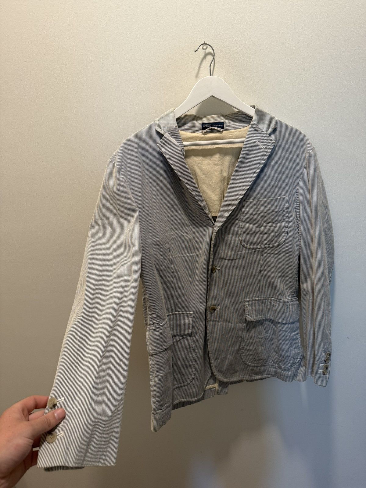 Polo Ralph Lauren RALPH LAUREN HICKORY STRIPE BLAZER Size 44S - 2 Thumbnail