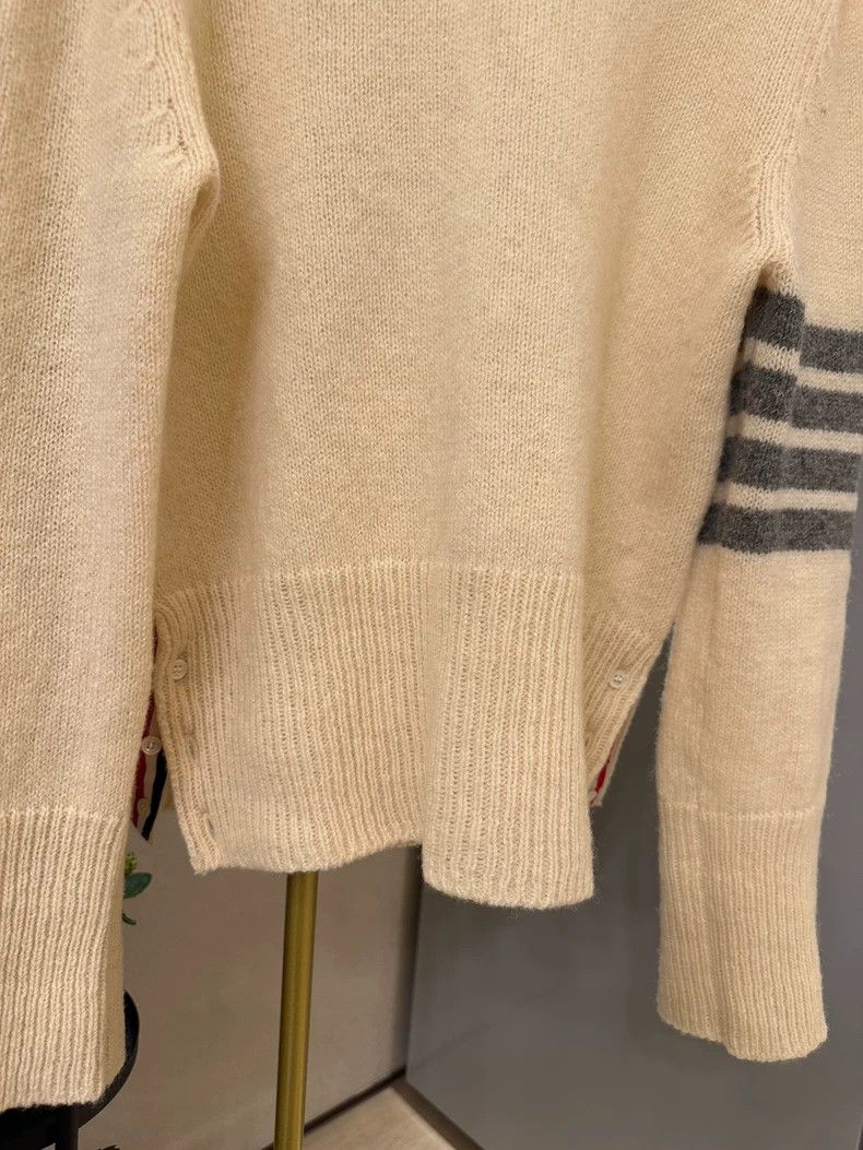 Thom Browne Thom Browne Classic four-bar beige wool sweater 2503-Nexta Size US M / EU 48-50 / 2 - 6 Thumbnail