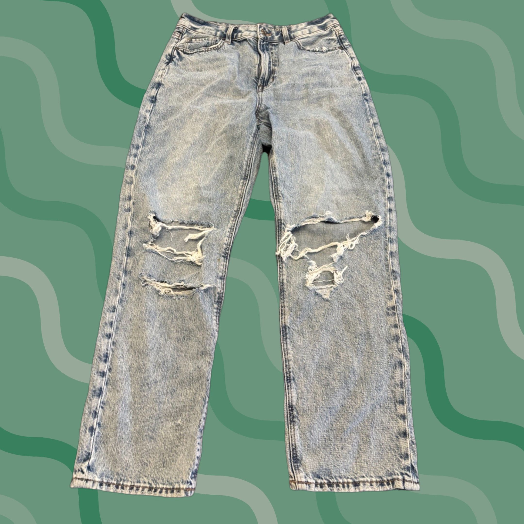 Vintage American Eagle Jeans Women’s Size 10 Blue Distressed Denim Mom Straight 5-Pocket Casual All Seasons Womens Size 32" / US 10 / IT 46 - 1 Thumbnail