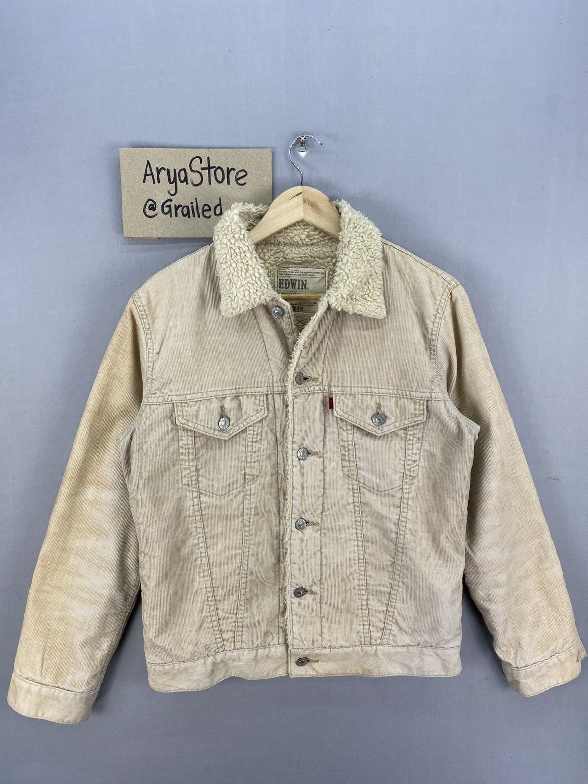 Edwin Vintage Y2K Edwin Sherpa Lining Corduroy Trucker Jacket Size US S / EU 44-46 / 1 - 1 Thumbnail