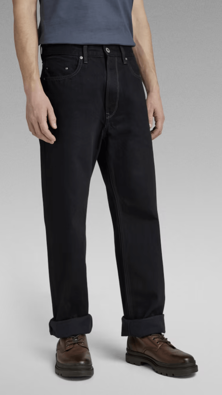 image of G Star Raw Type 49 Relaxed Straight Jeans in Pitch Black, Men's (Size 30)