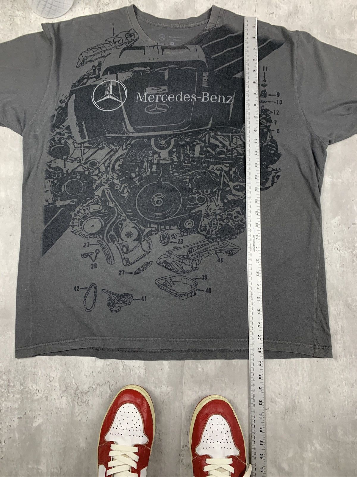 Mercedes-Benz × Vintage Mercedes Benz All Over Print Tshirt Grey Black Size US XXL / EU 58 / 5 - 6 Thumbnail