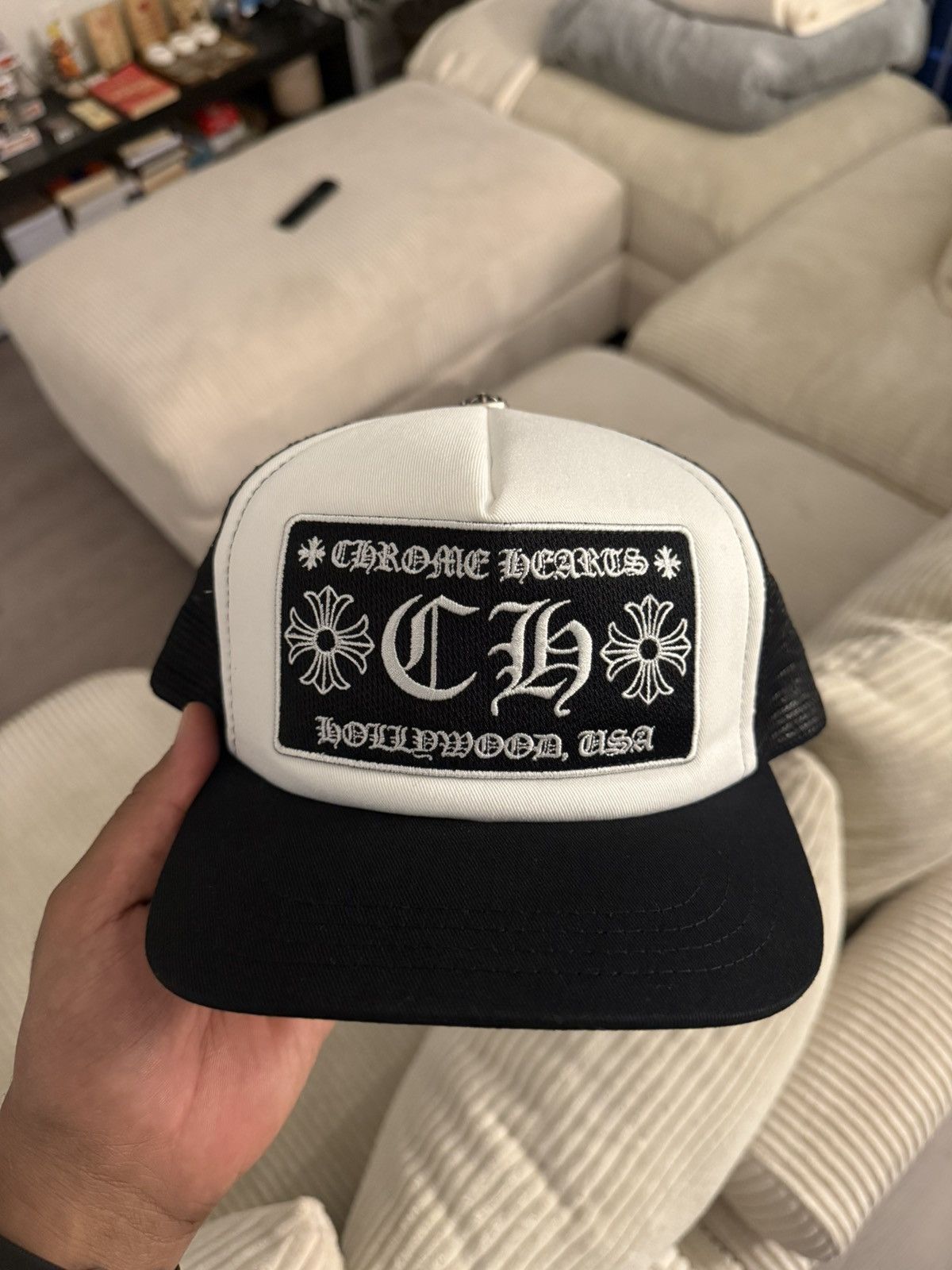 Chrome Hearts Chrome Hearts 'CH HOLLYWOOD USA' Logo Mesh Trucker Cap Size ONE SIZE - 1 Thumbnail