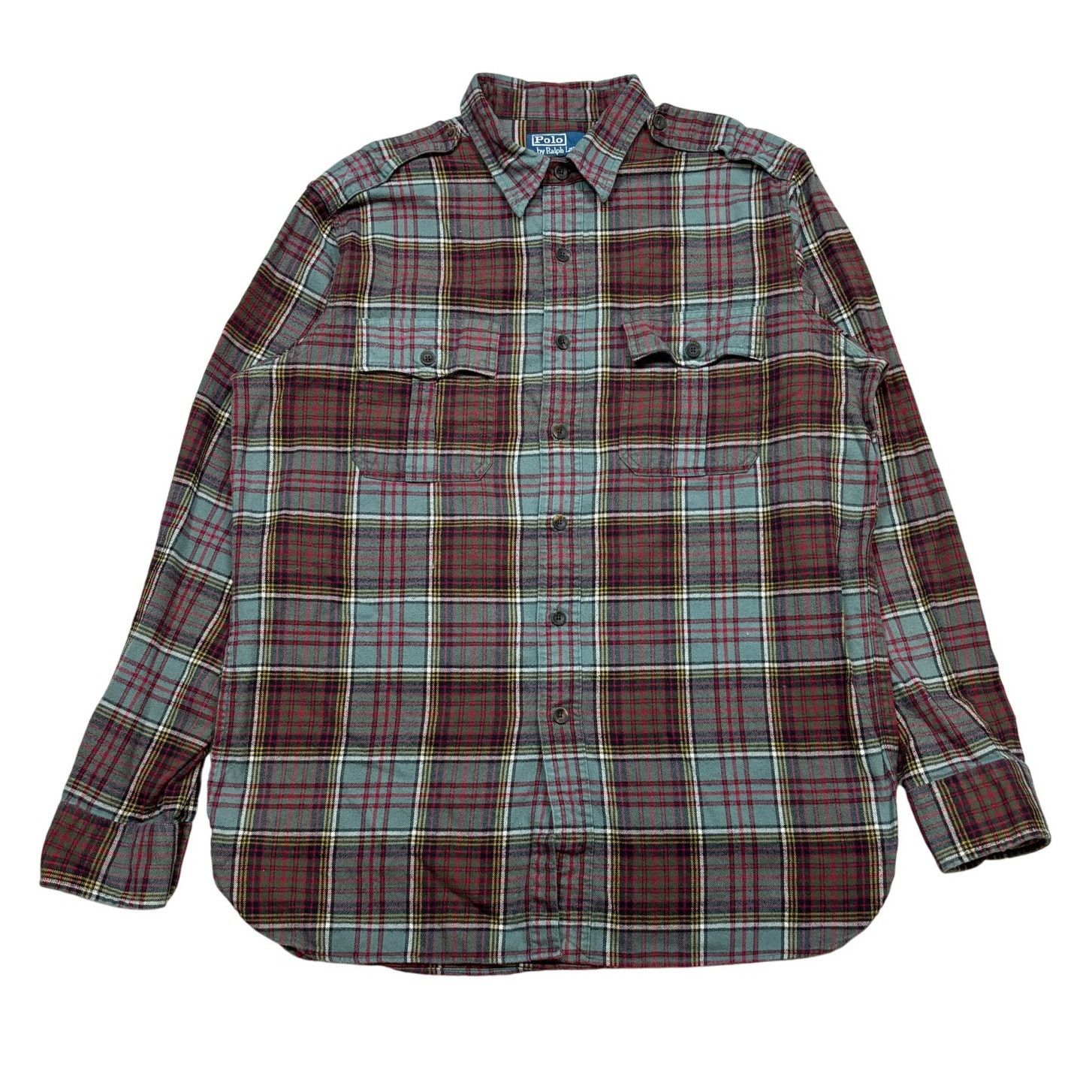 Polo Ralph Lauren × Vintage Vintage Polo Ralph Lauren Military Epaulettes Flannel Mens L Size US L / EU 52-54 / 3 - 1 Thumbnail