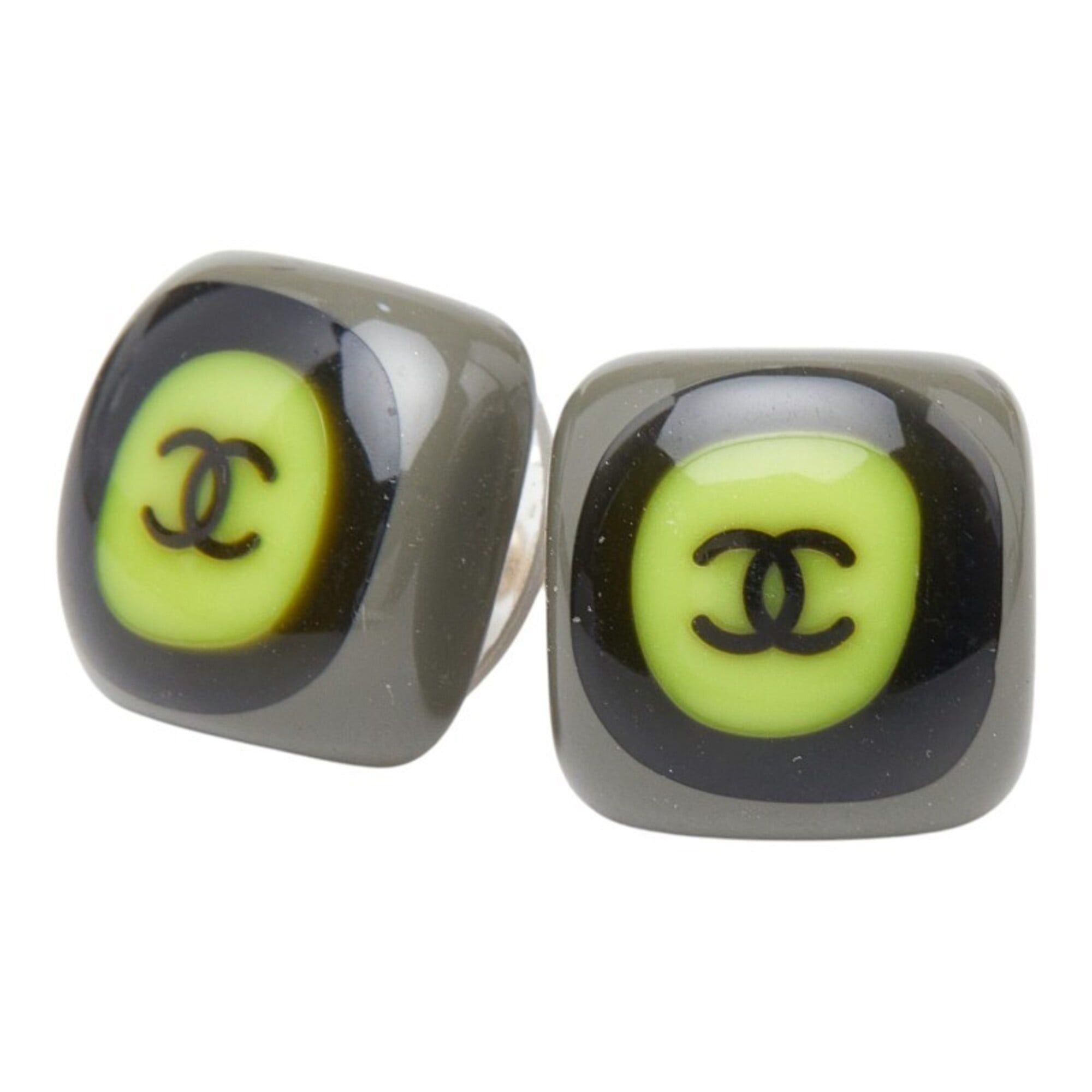 Chanel Chanel Coco Mark Square Earrings, Gold Multicolor Plated Plastic, Women's. Size ONE SIZE - 1 Thumbnail