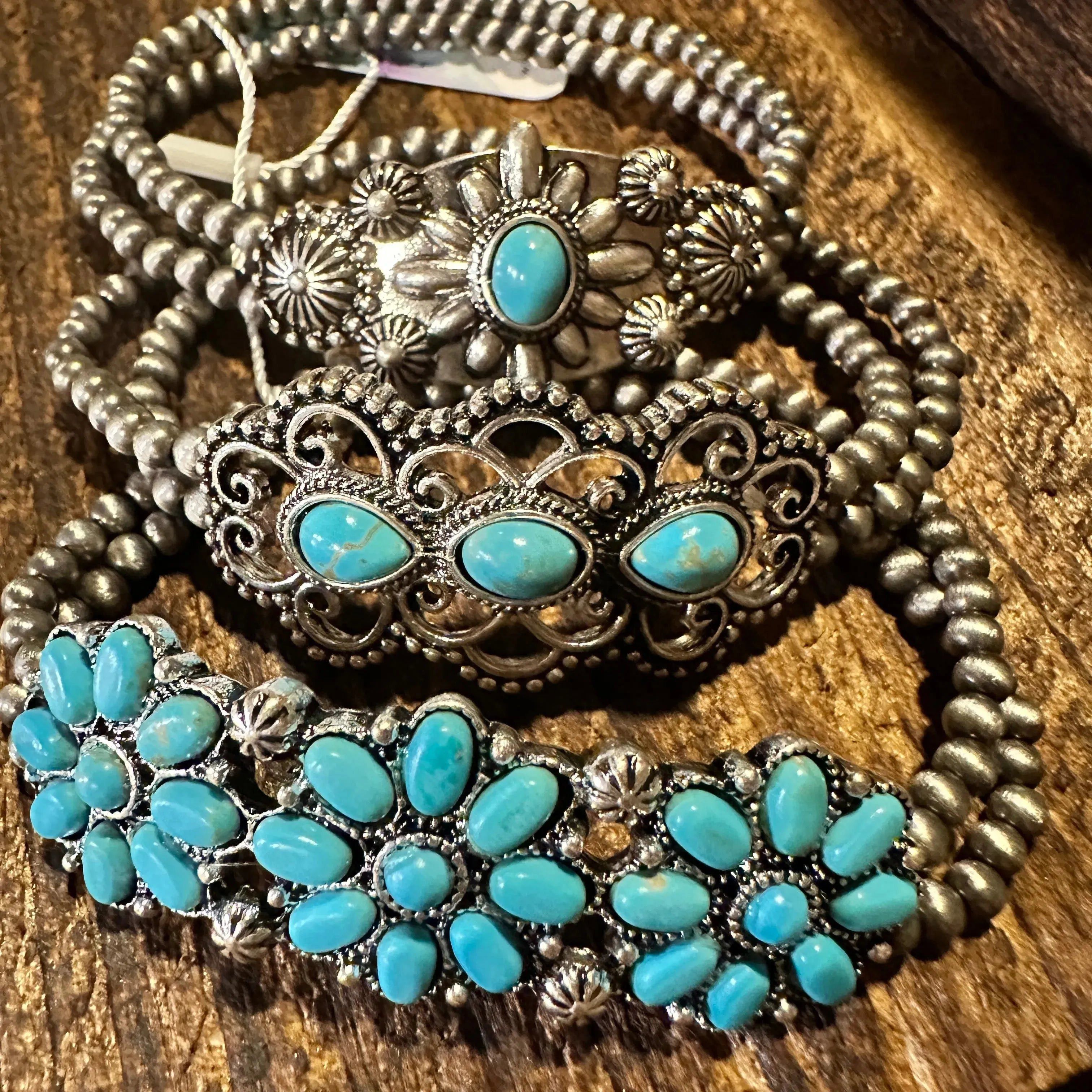 Other BohoChic Turquoise Flower Bracelet: Stretch & Stylish Size ONE SIZE - 5 Thumbnail