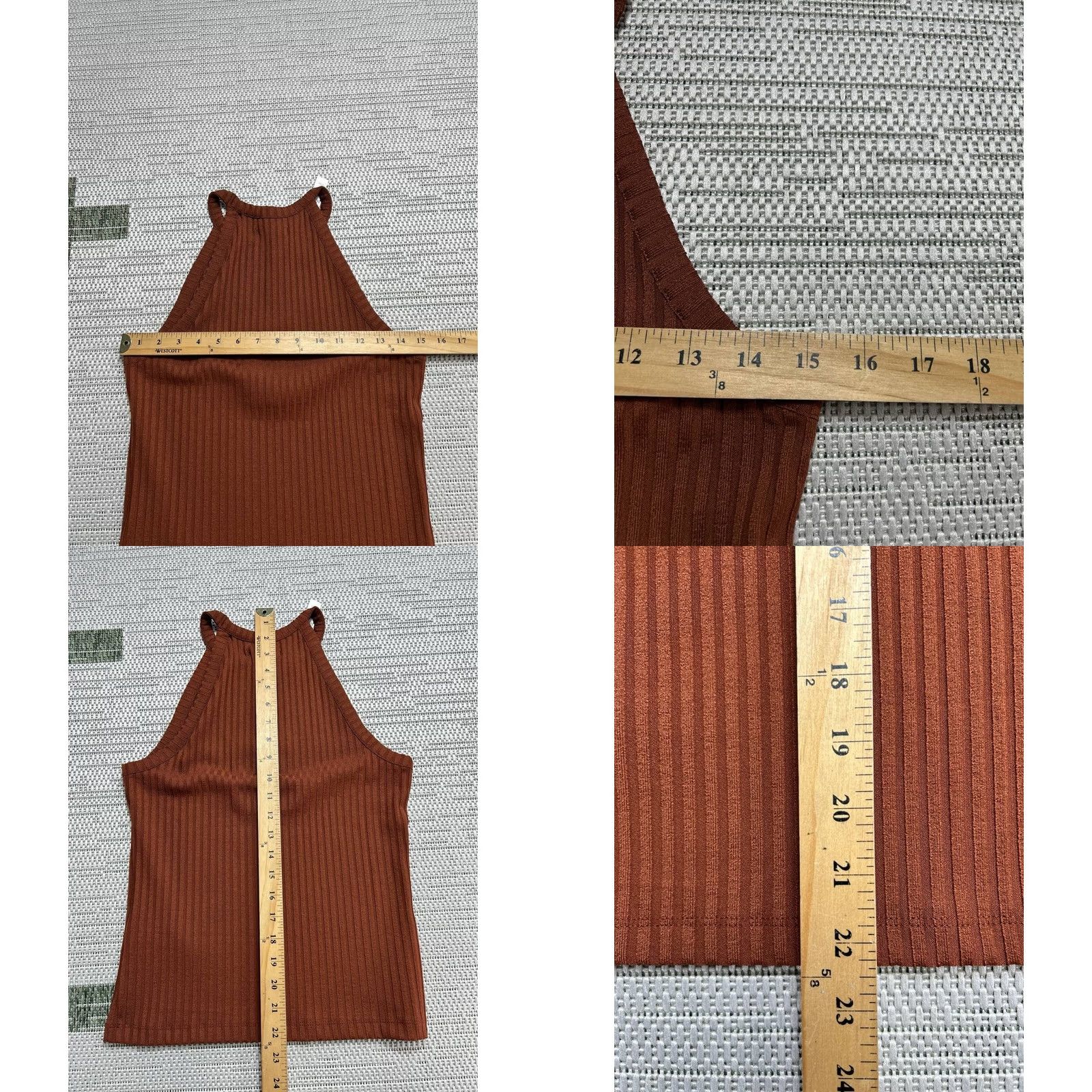 Madewell Madewell Tank Top Womens M Brown Ribbed Cutaway Crewneck Sleeveless Casual Basic Knit Stretch Size M / US 6-8 / IT 42-44 - 8 Thumbnail