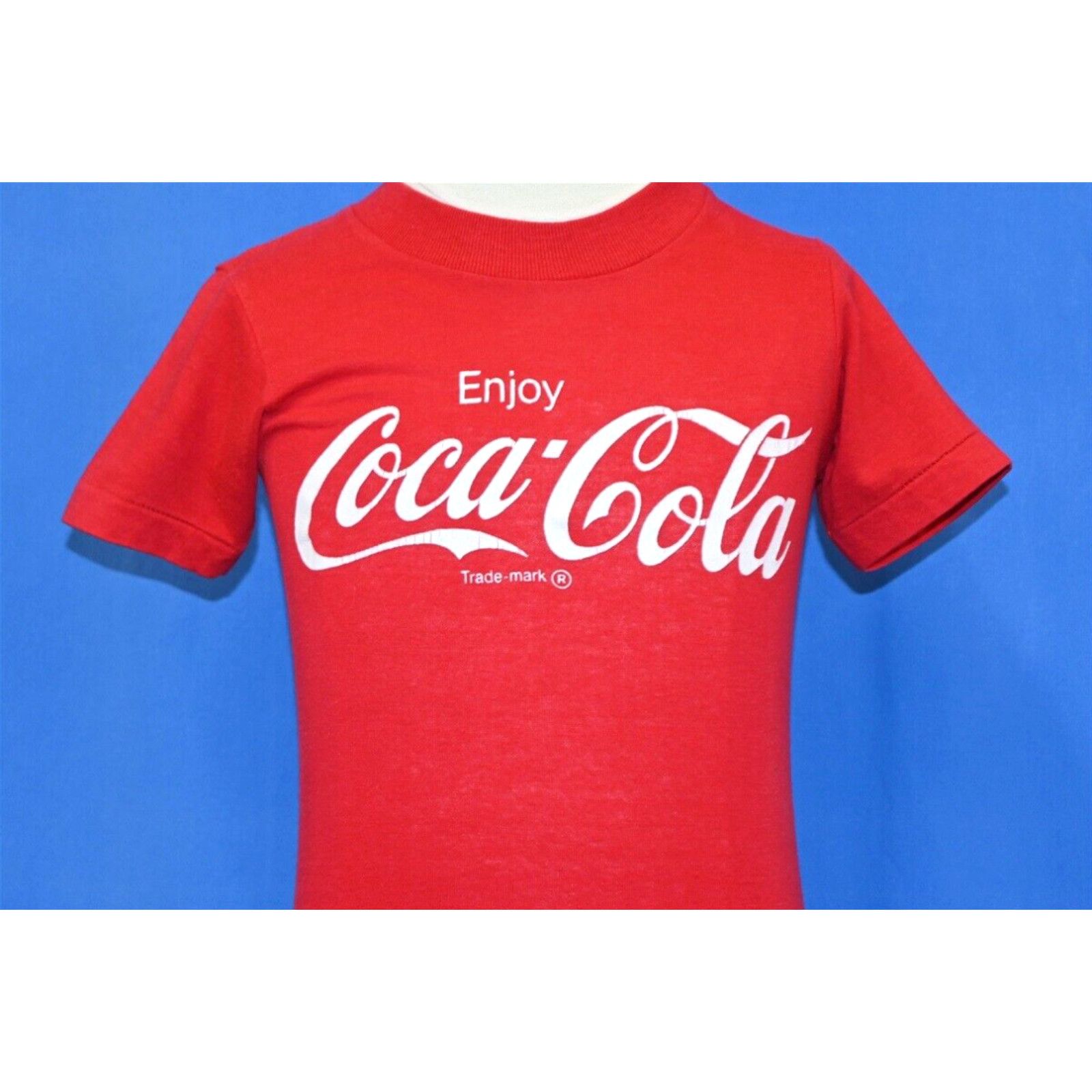 image of Vintage 80's Coca-Cola Classic Coke Soda Trademark Logo T-Shirt Youth Small S in White, Men's