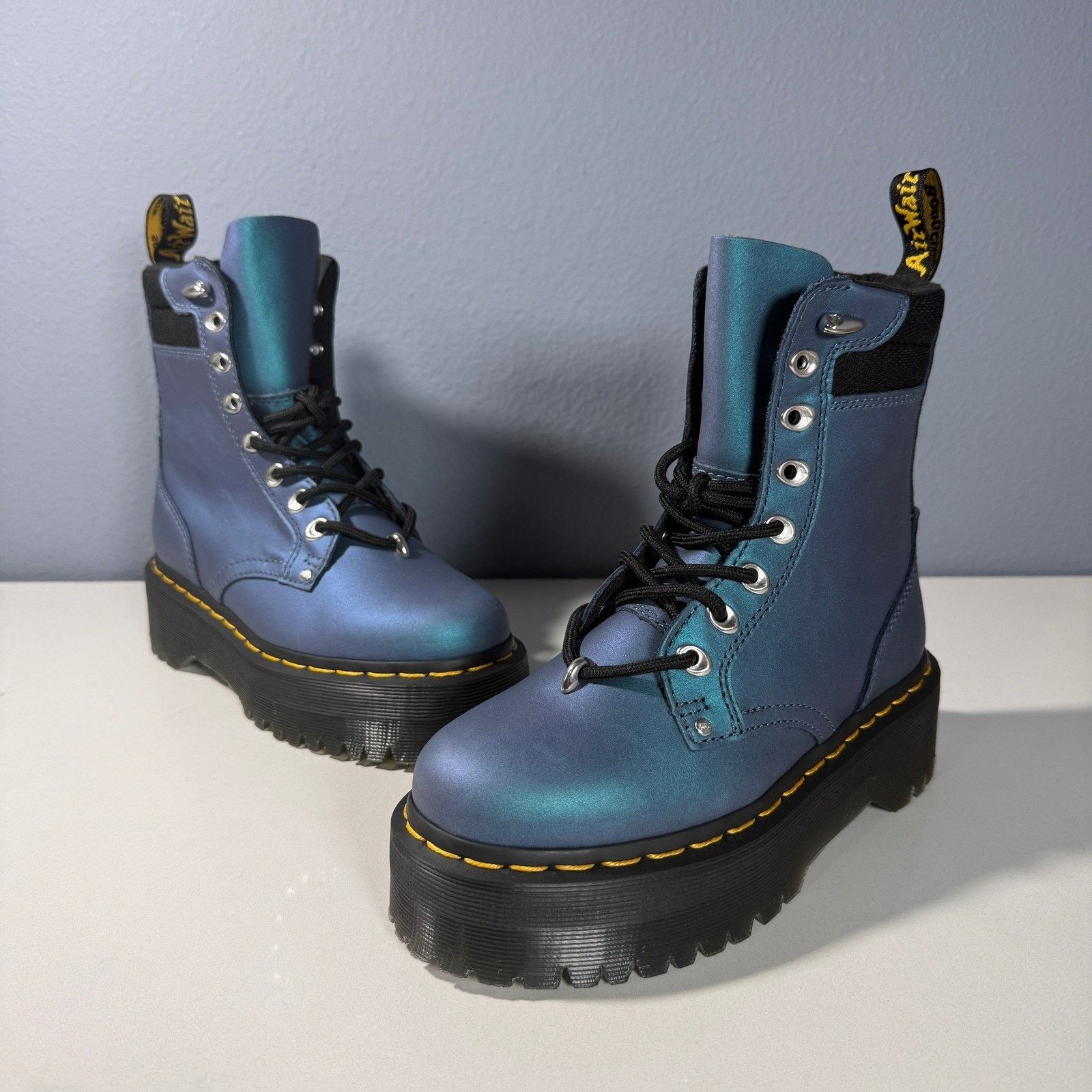 Dr. Martens Dr. Martens Jadon HDW II Iridescent Blue Platform Boots Size US 5 / IT 35 - 2 Thumbnail