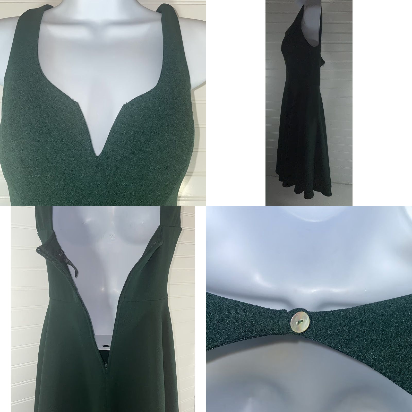 Vintage VINTAGE B Darlin Women Dress Sleeveless Green V-Neck Peak A Boo Back 3/4 Size XS / US 0-2 / IT 36-38 - 8 Thumbnail