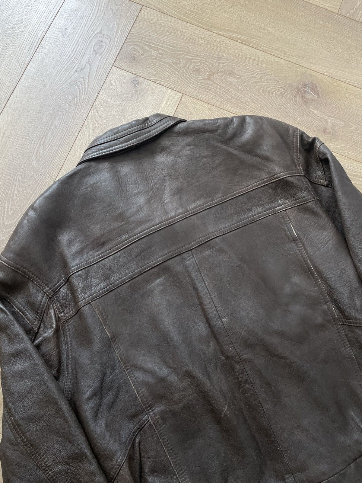 Vintage Washed Brown Retro 90s Genuine Real Leater Bomber Punk Rock Size US XL / EU 56 / 4 - 8 Thumbnail