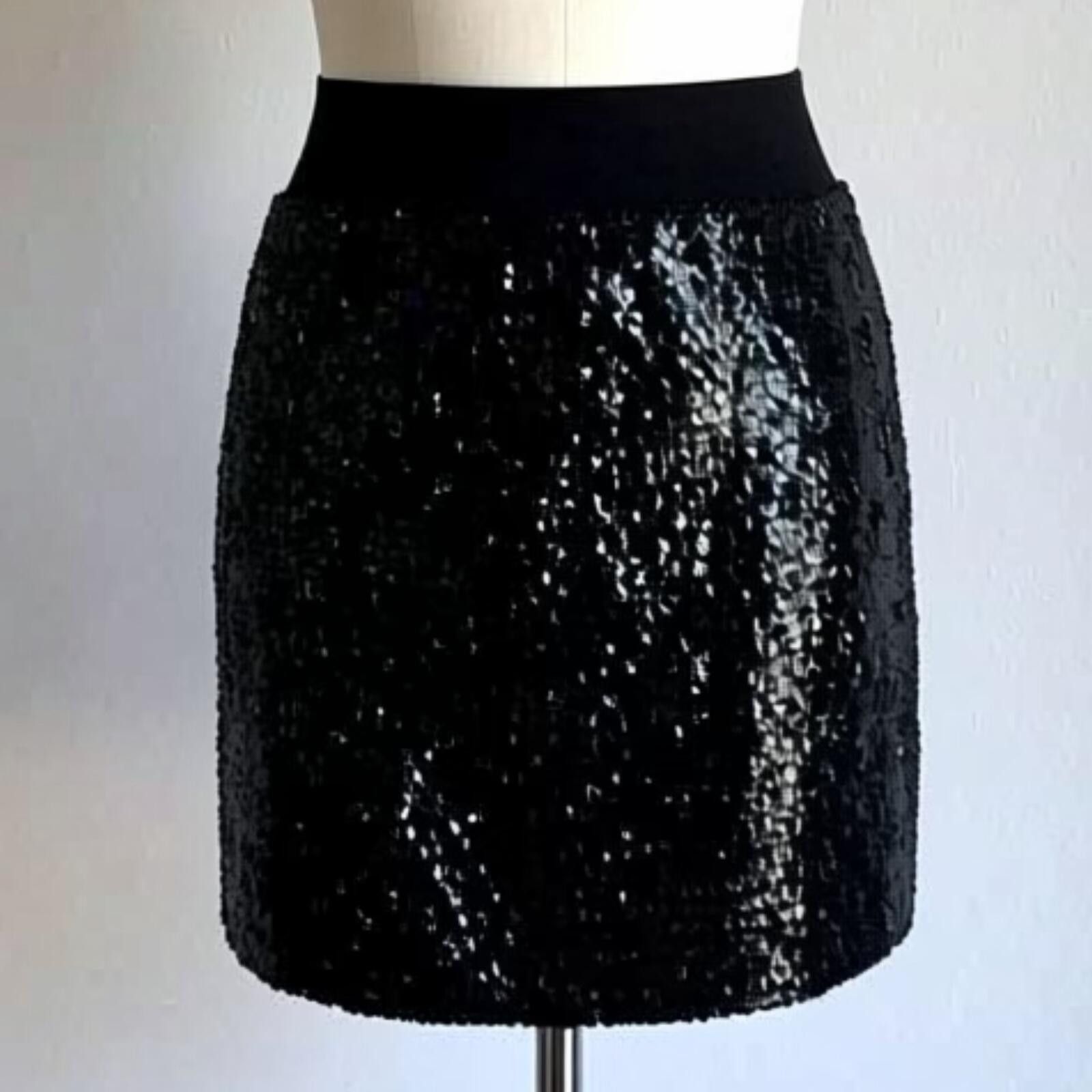 Other Lily White Black Sequin Mini Skirt Size M Size 32" / US 10 / IT 46 - 1 Thumbnail