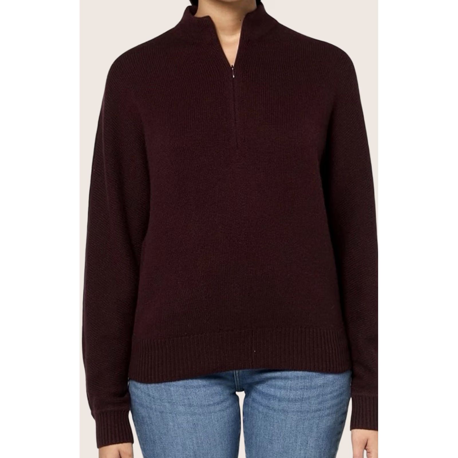 Theory Theory Half-Zip Sweater - Dark Merlot Cashmere NGK - Large - Wool/Knits - Women's Pullover Size L / US 10 / IT 46 - 1 Thumbnail
