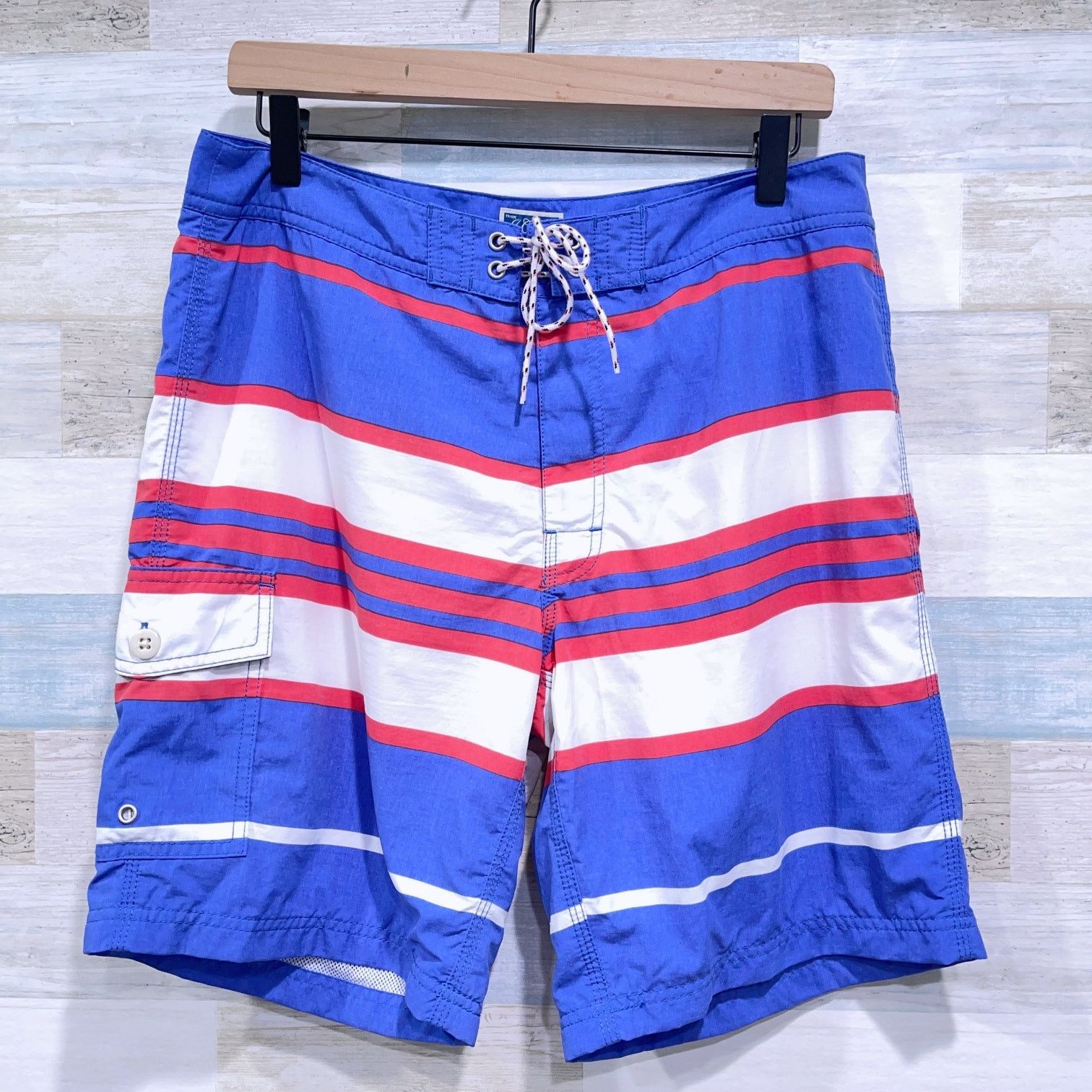 J.Crew J Crew 9" Long Board Short In Oxford Blue Stripe Swim Men 32 Size US 32 / EU 48 - 1 Thumbnail