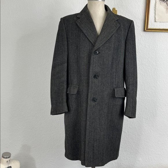 Crombie Cloth Made by Crombie Tweed Men's Coat Herringbone Jacket Mi Size US L / EU 52-54 / 3 - 1 Thumbnail