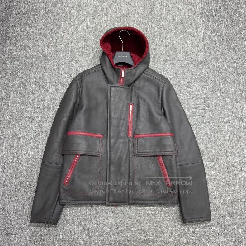 Hermes Hermes Black and Red Leather and Fur Integrated Coat Size US S / EU 44-46 / 1 - 1 Thumbnail