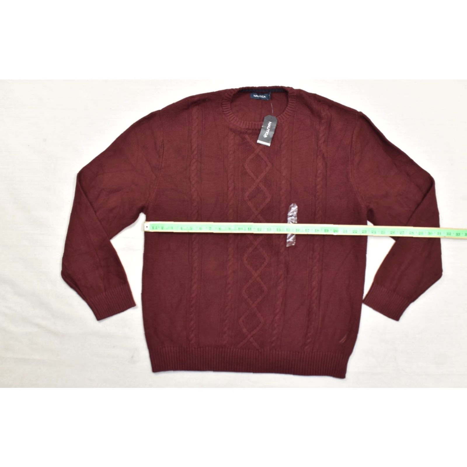 Nautica Nautica Sweat er Crewneck Pullover Knit Cable XXL Royal Burgundy Red Cotton Men’s Size US XXL / EU 58 / 5 - 8 Thumbnail
