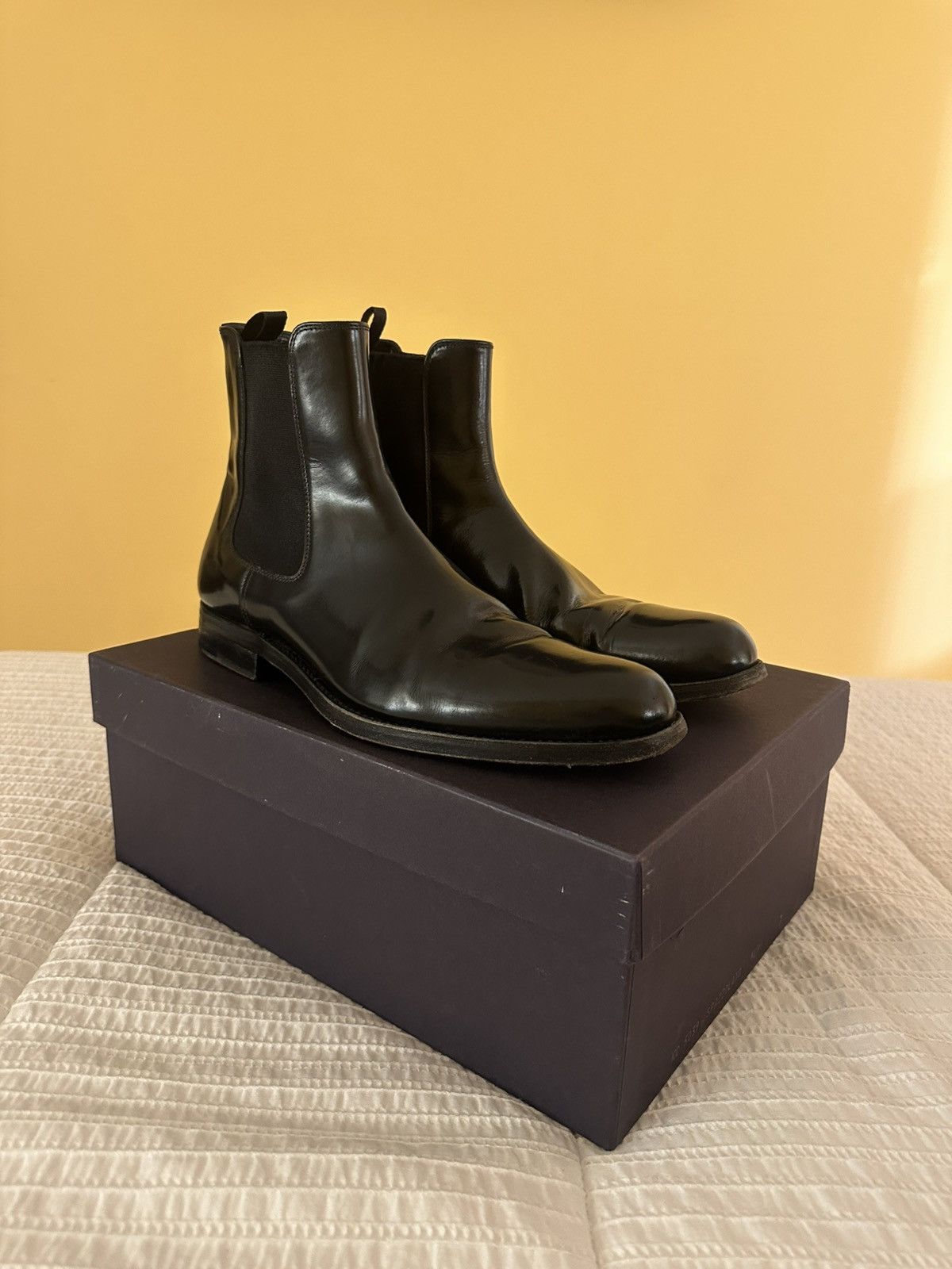 靴 00s archive PRADA leather boots shoes Prada sport riding knee high patent leather moto biker boots