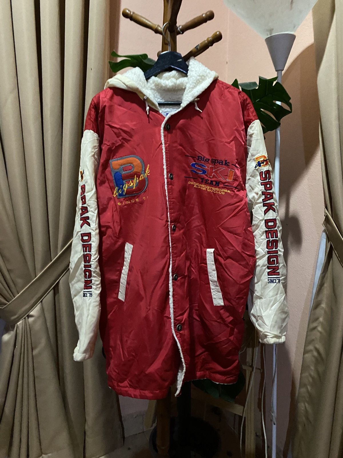 Vintage Vintage 1980s Big Spak Ski Team Jacket –Two-Tone Red & Cream Size US L / EU 52-54 / 3 - 8 Thumbnail