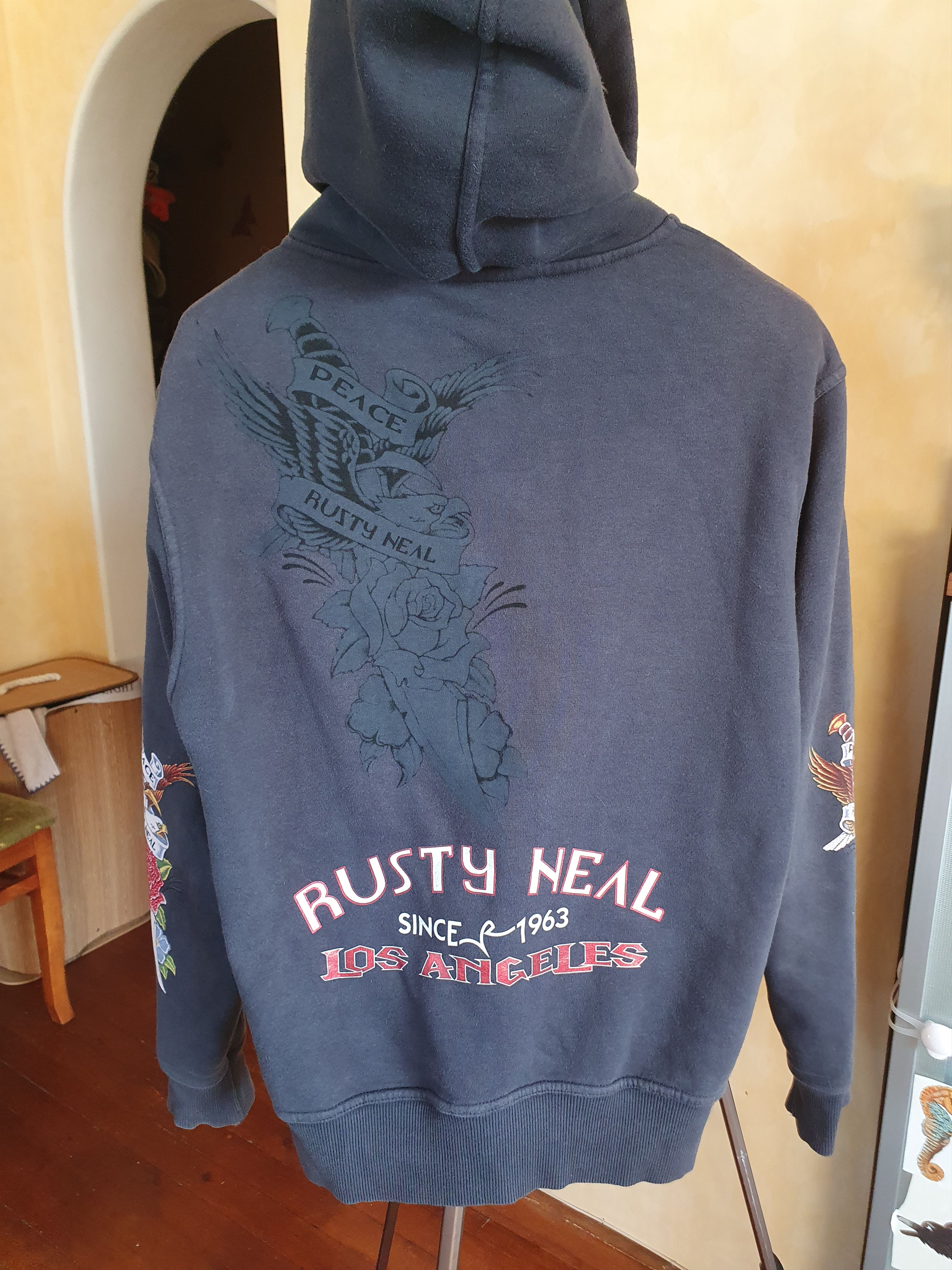 Vintage Rusty Neal LA Eagle Peace Rhinestones Hoodie Vintage Y2K Size US L / EU 52-54 / 3 - 2 Thumbnail